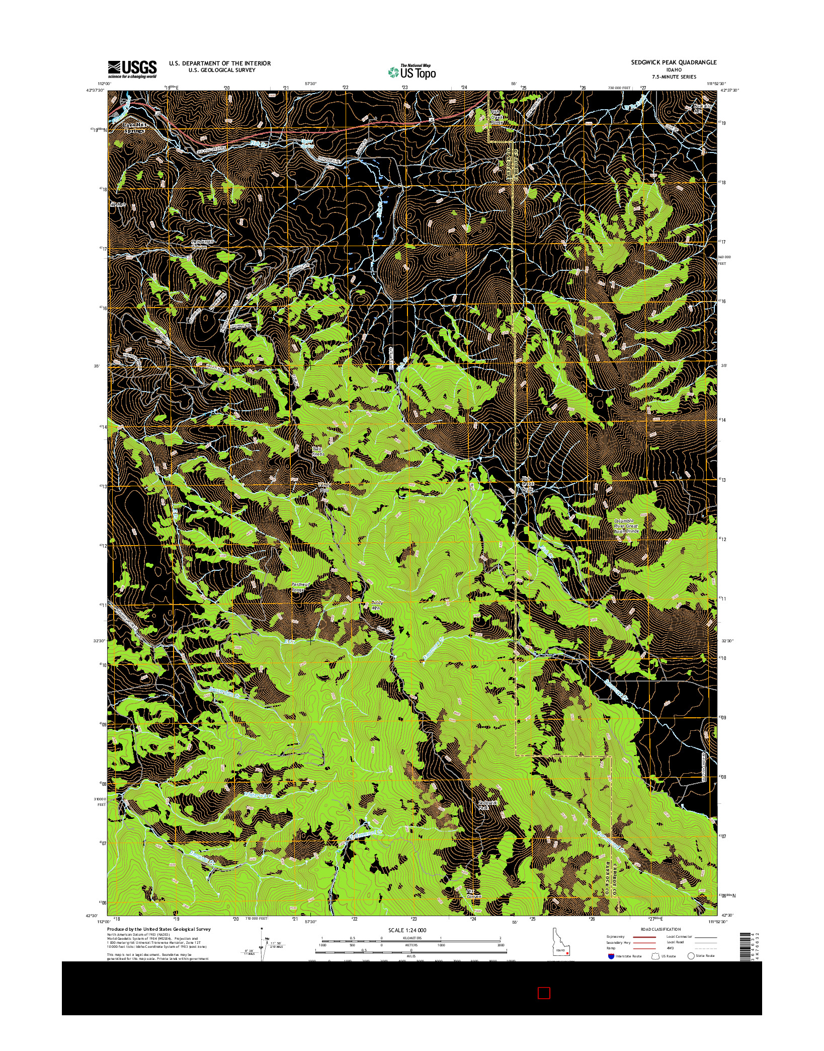 USGS US TOPO 7.5-MINUTE MAP FOR SEDGWICK PEAK, ID 2017