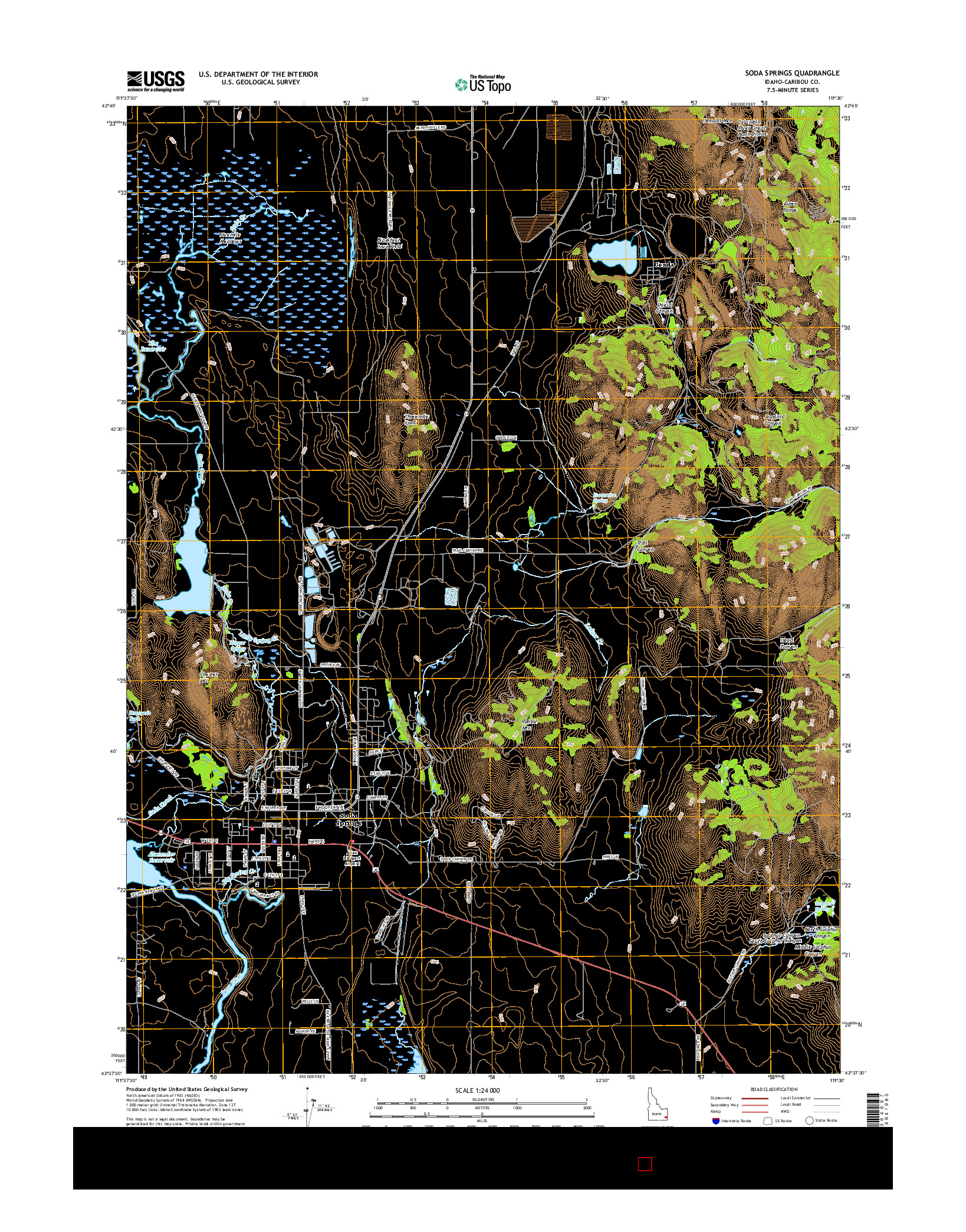 USGS US TOPO 7.5-MINUTE MAP FOR SODA SPRINGS, ID 2017