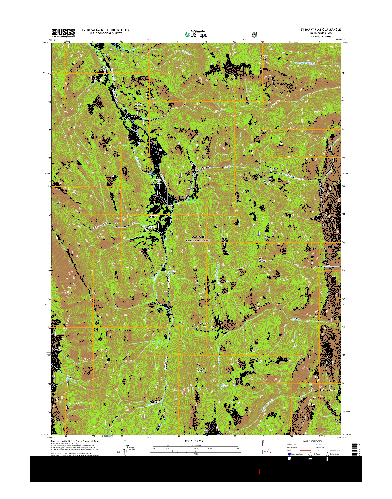 USGS US TOPO 7.5-MINUTE MAP FOR STEWART FLAT, ID 2017