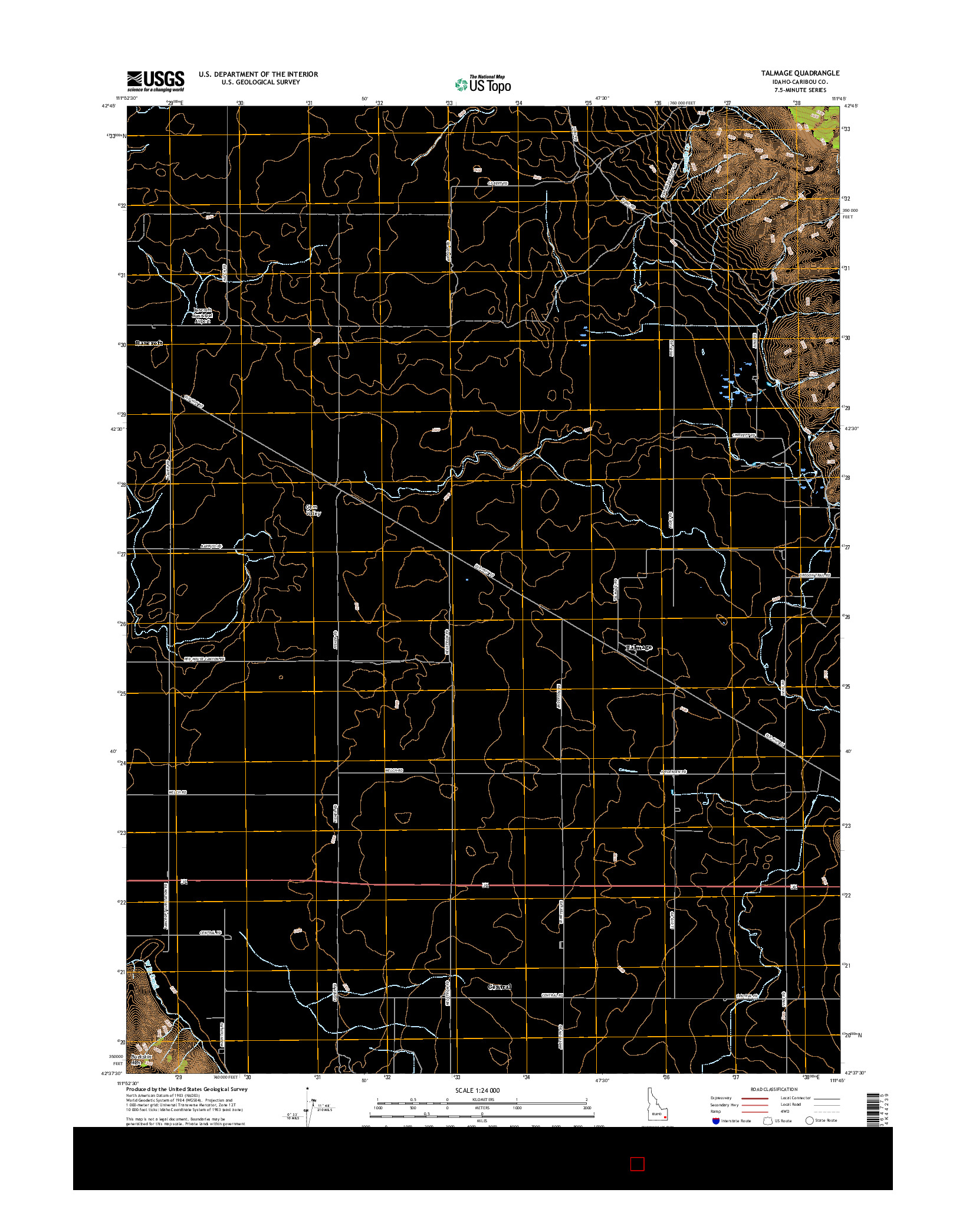 USGS US TOPO 7.5-MINUTE MAP FOR TALMAGE, ID 2017