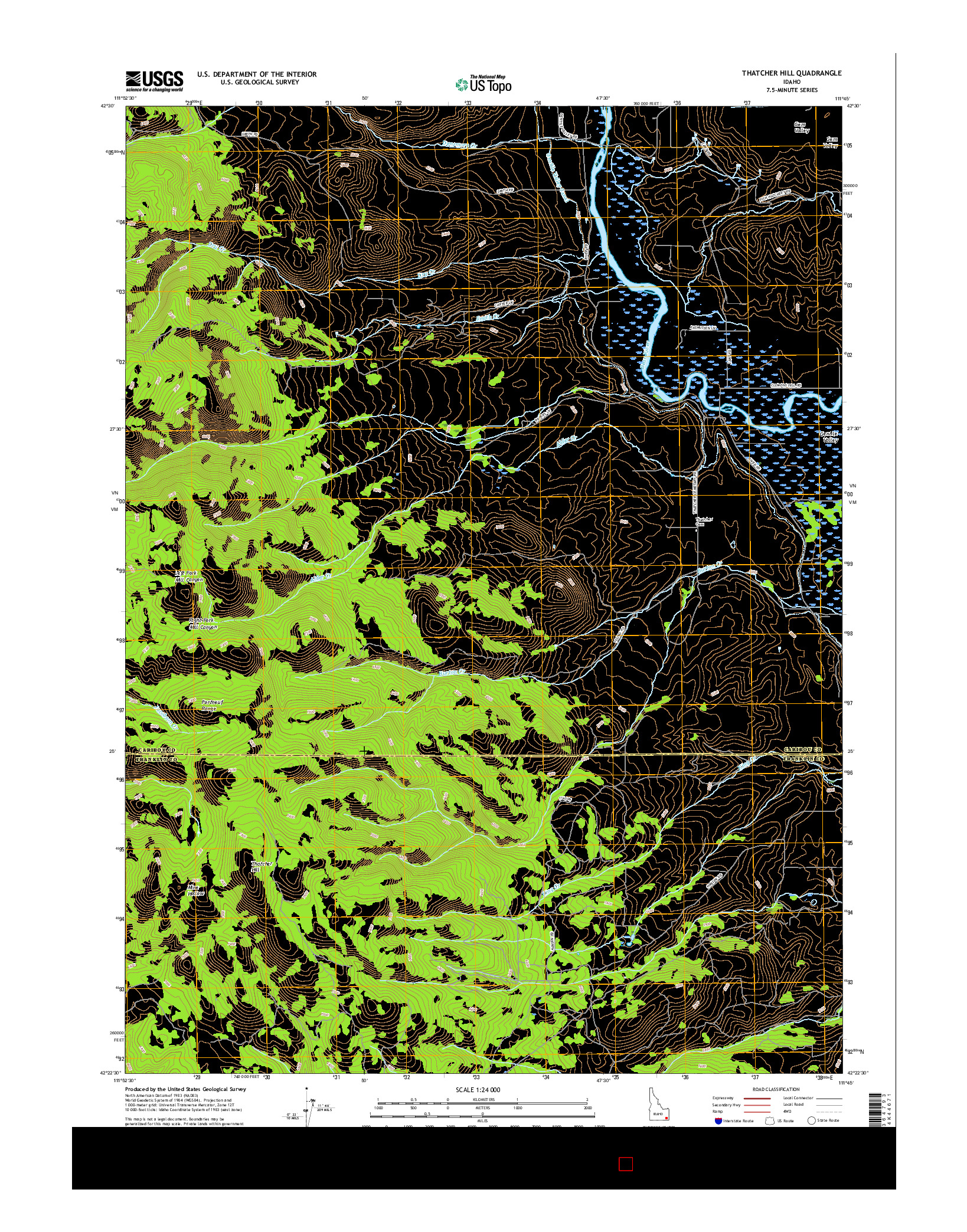 USGS US TOPO 7.5-MINUTE MAP FOR THATCHER HILL, ID 2017