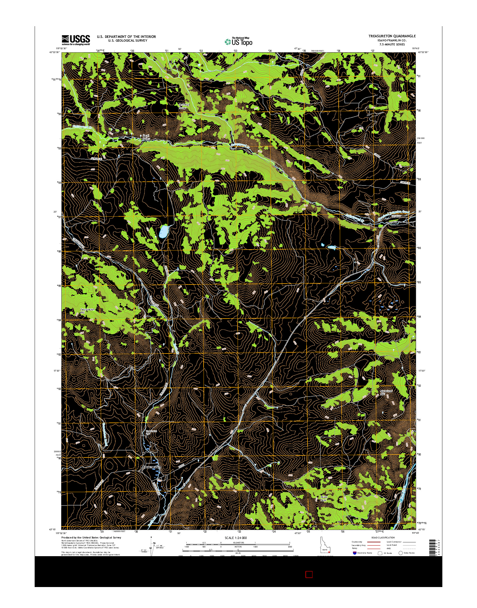 USGS US TOPO 7.5-MINUTE MAP FOR TREASURETON, ID 2017