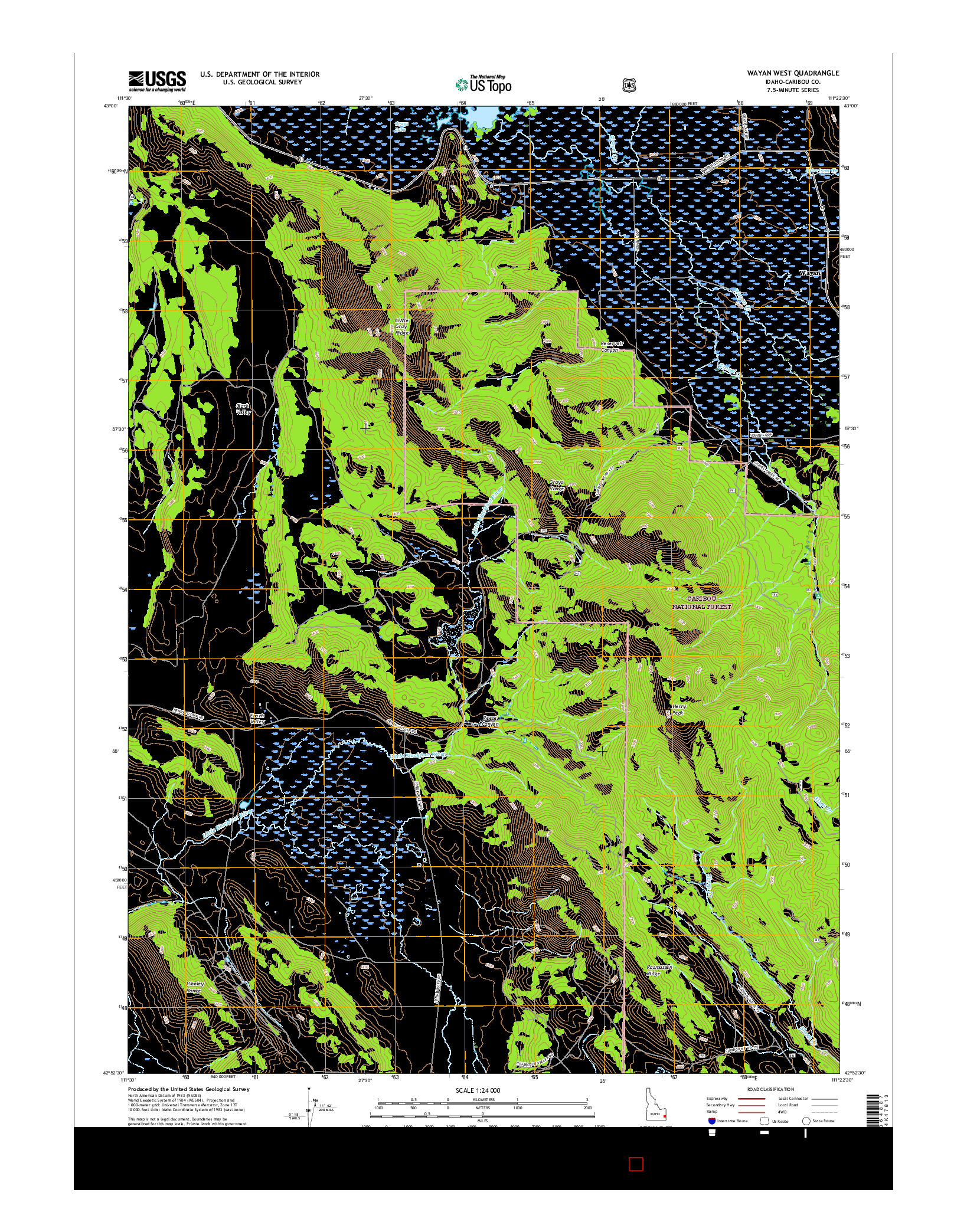 USGS US TOPO 7.5-MINUTE MAP FOR WAYAN WEST, ID 2017