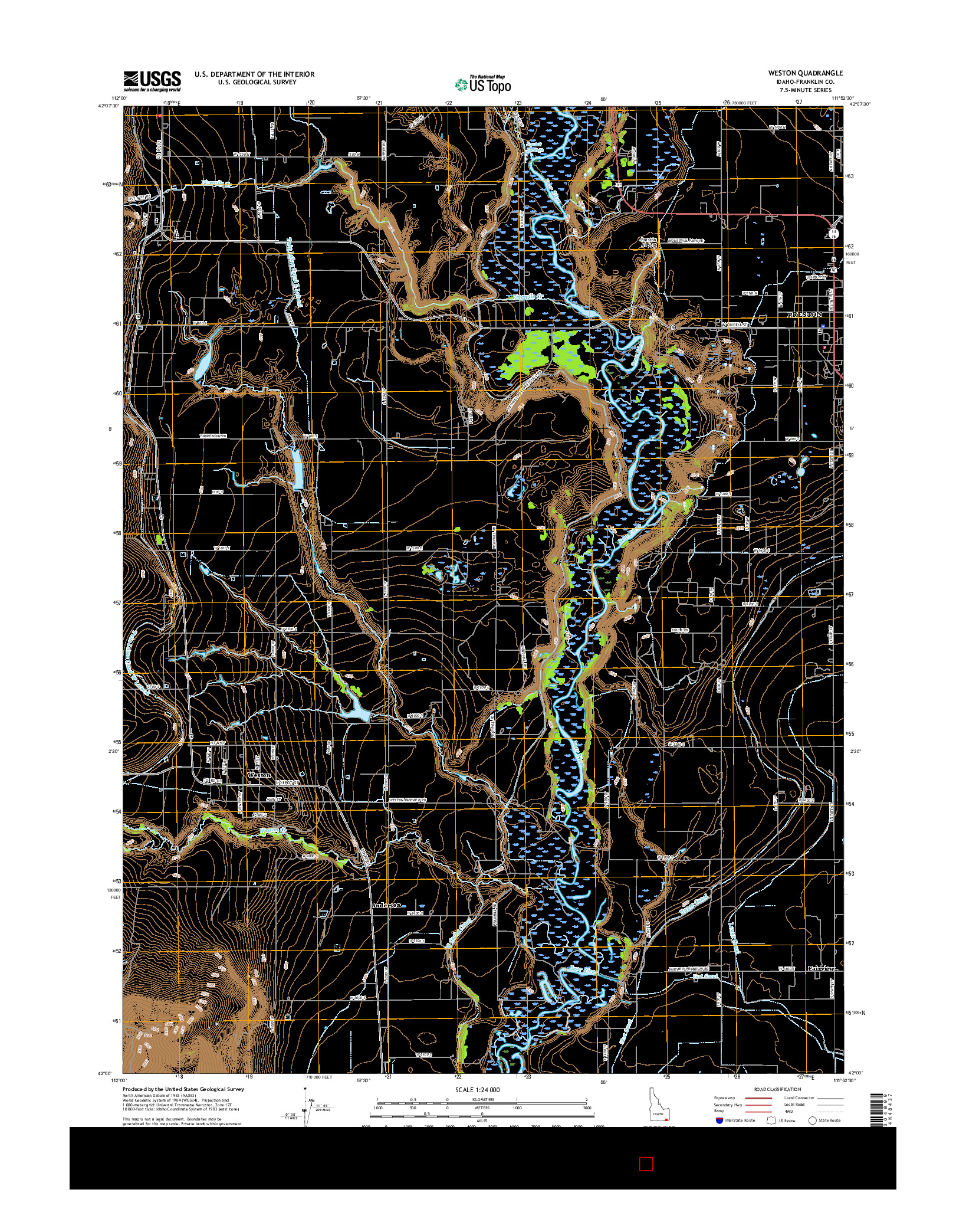 USGS US TOPO 7.5-MINUTE MAP FOR WESTON, ID 2017