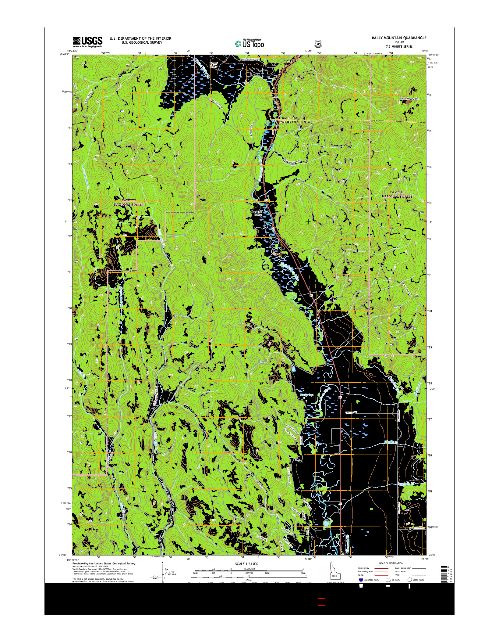 USGS US TOPO 7.5-MINUTE MAP FOR BALLY MOUNTAIN, ID 2017