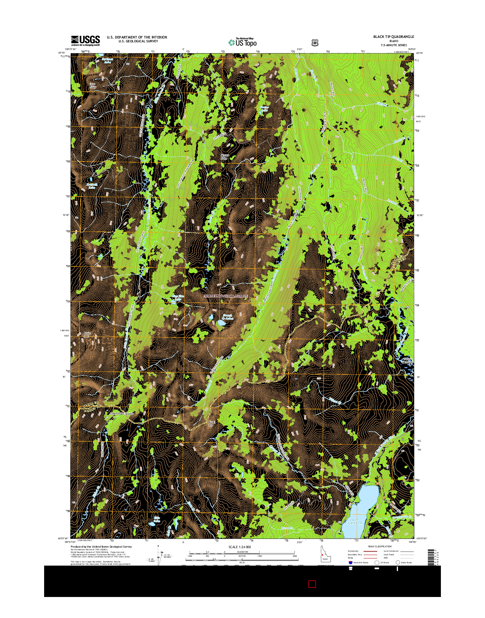 USGS US TOPO 7.5-MINUTE MAP FOR BLACK TIP, ID 2017