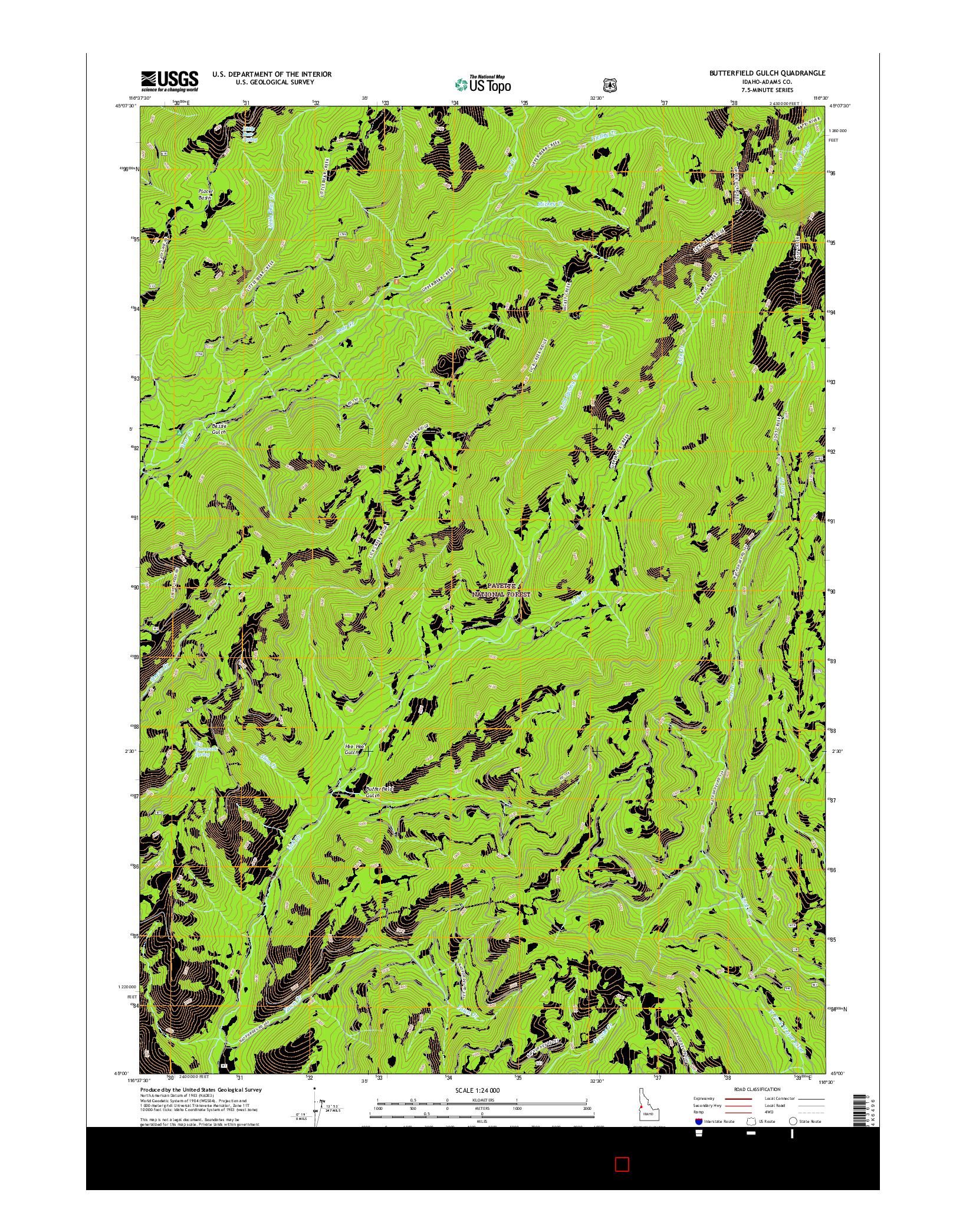 USGS US TOPO 7.5-MINUTE MAP FOR BUTTERFIELD GULCH, ID 2017