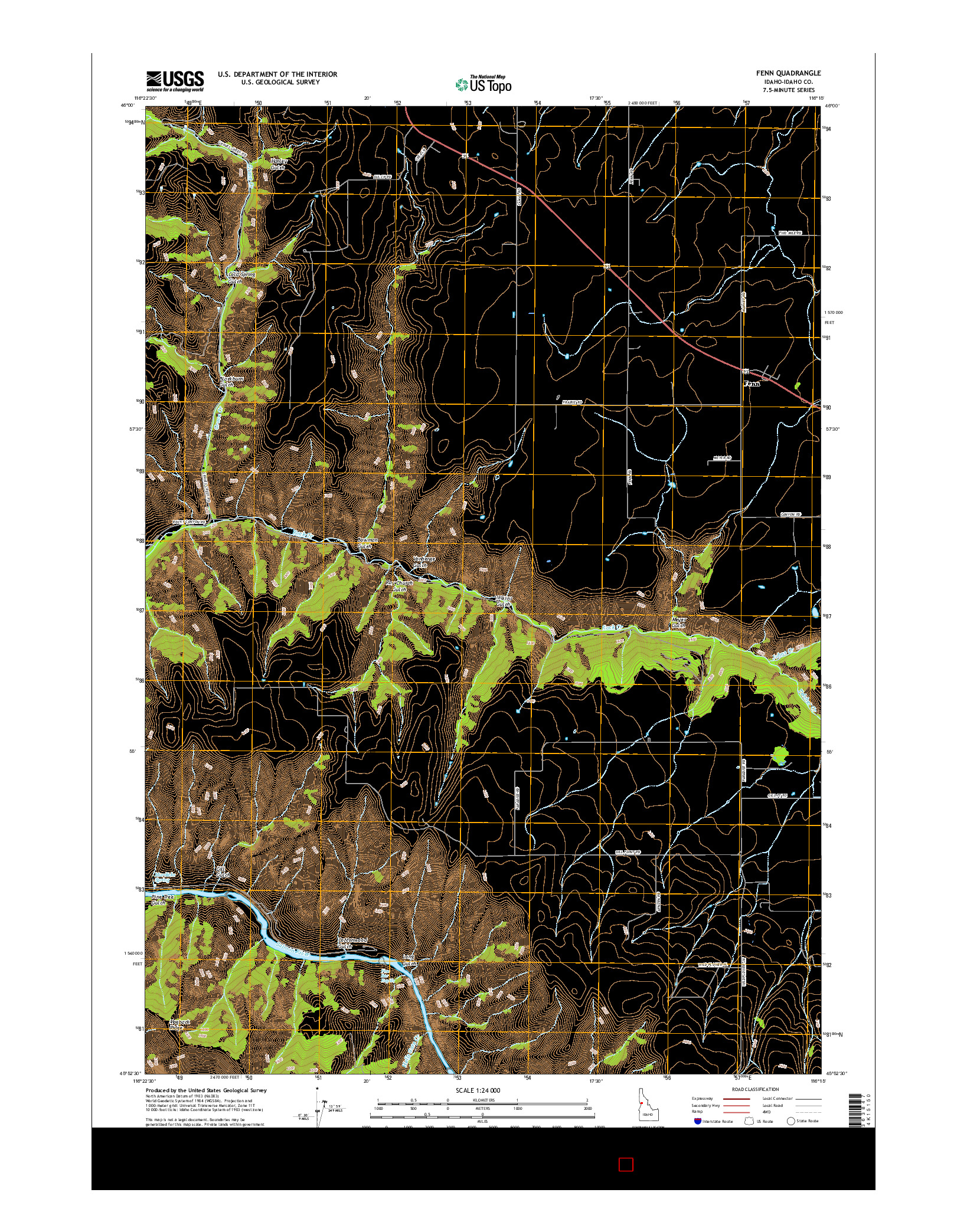 USGS US TOPO 7.5-MINUTE MAP FOR FENN, ID 2017