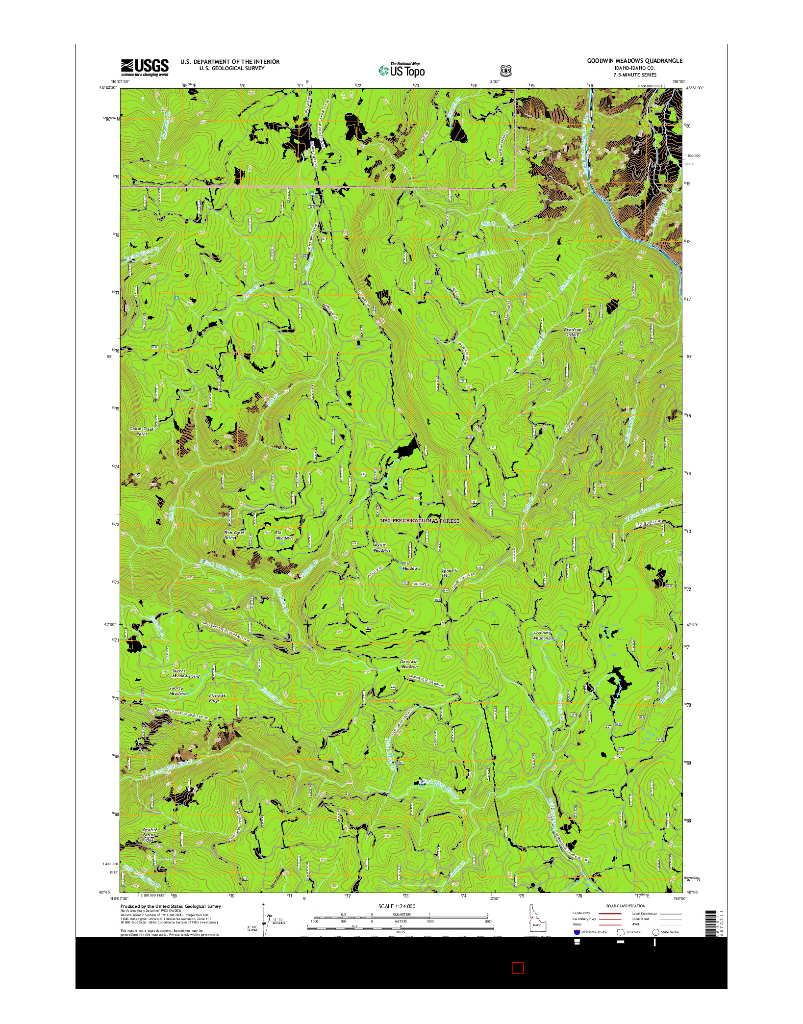 USGS US TOPO 7.5-MINUTE MAP FOR GOODWIN MEADOWS, ID 2017