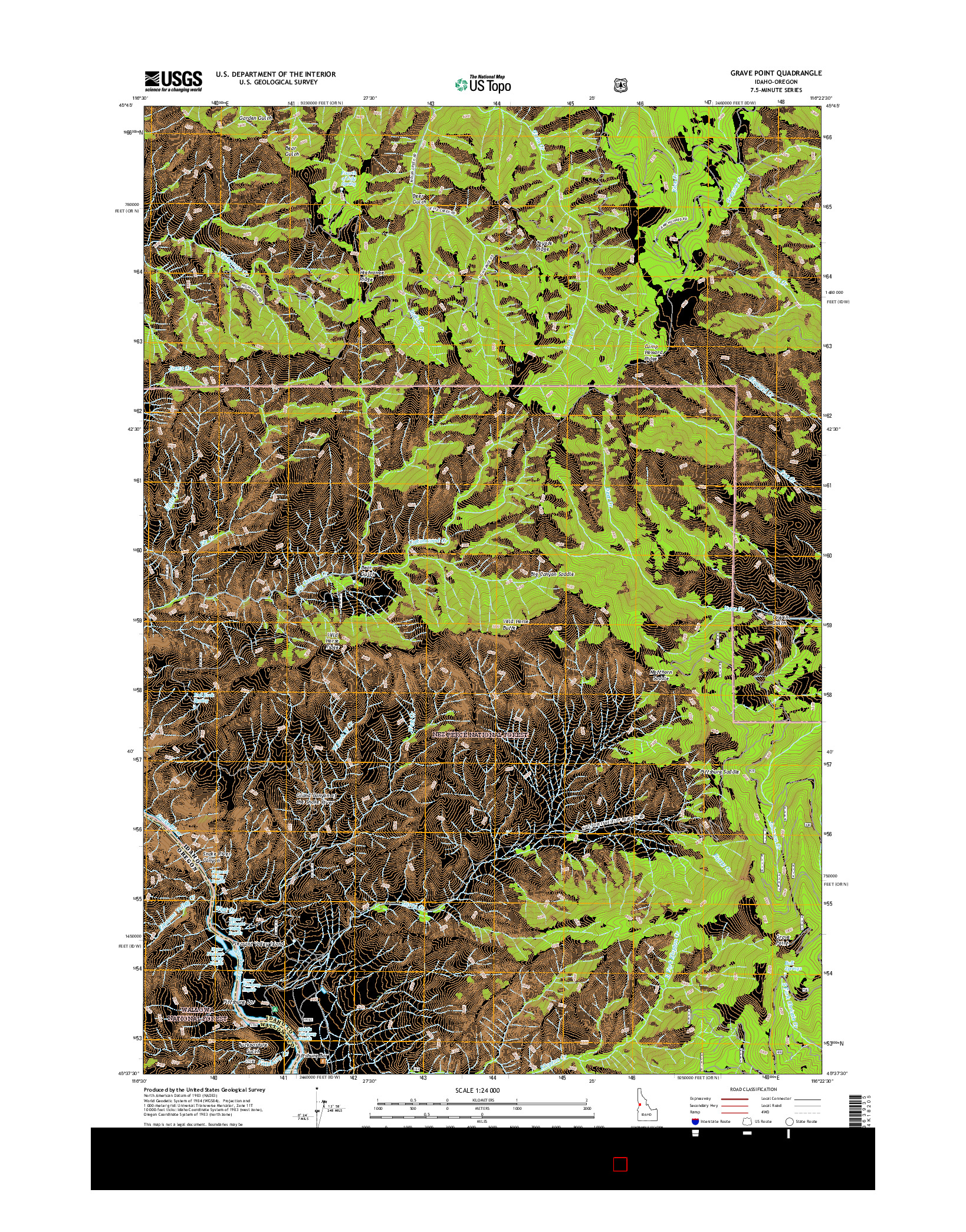 USGS US TOPO 7.5-MINUTE MAP FOR GRAVE POINT, ID-OR 2017