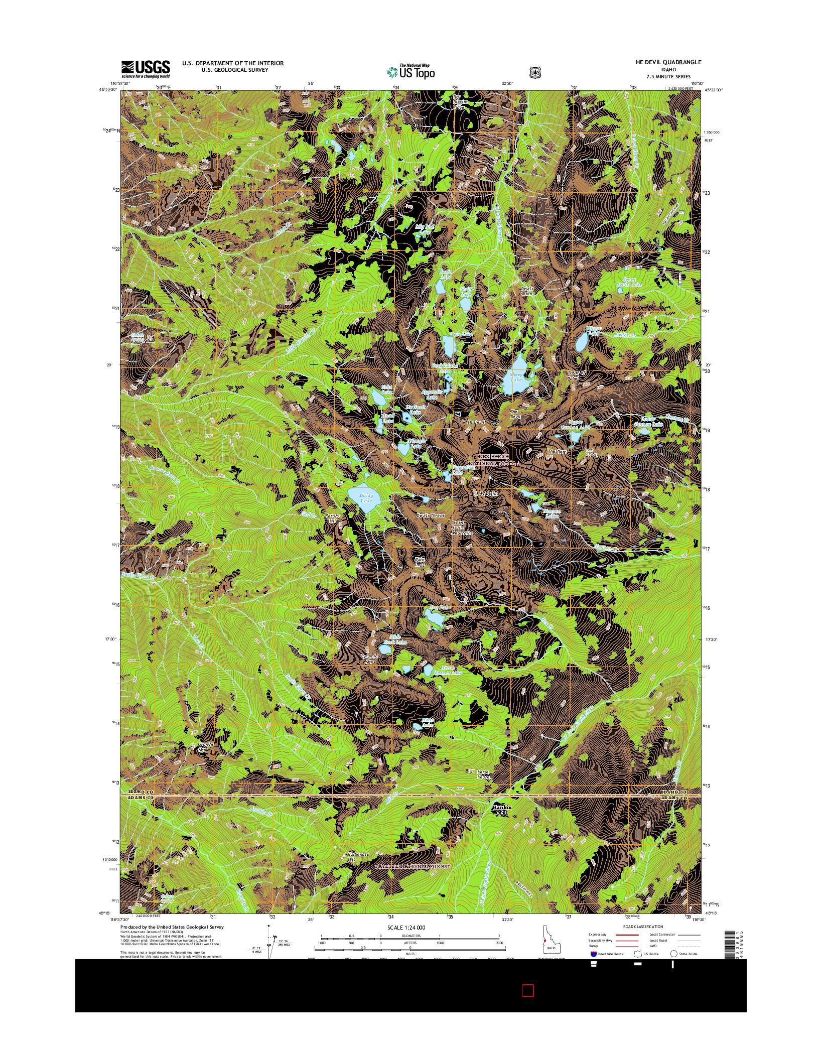 USGS US TOPO 7.5-MINUTE MAP FOR HE DEVIL, ID 2017