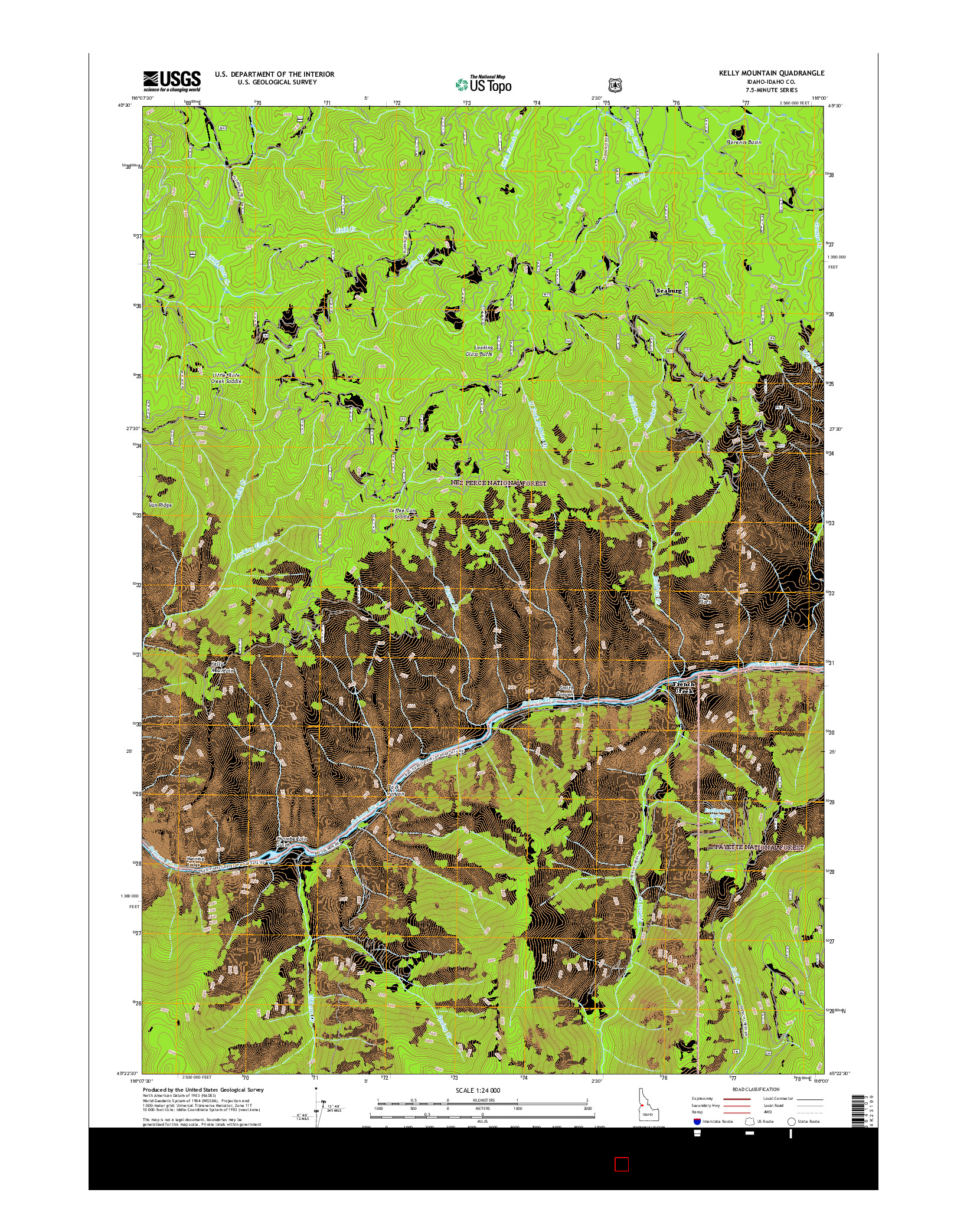 USGS US TOPO 7.5-MINUTE MAP FOR KELLY MOUNTAIN, ID 2017