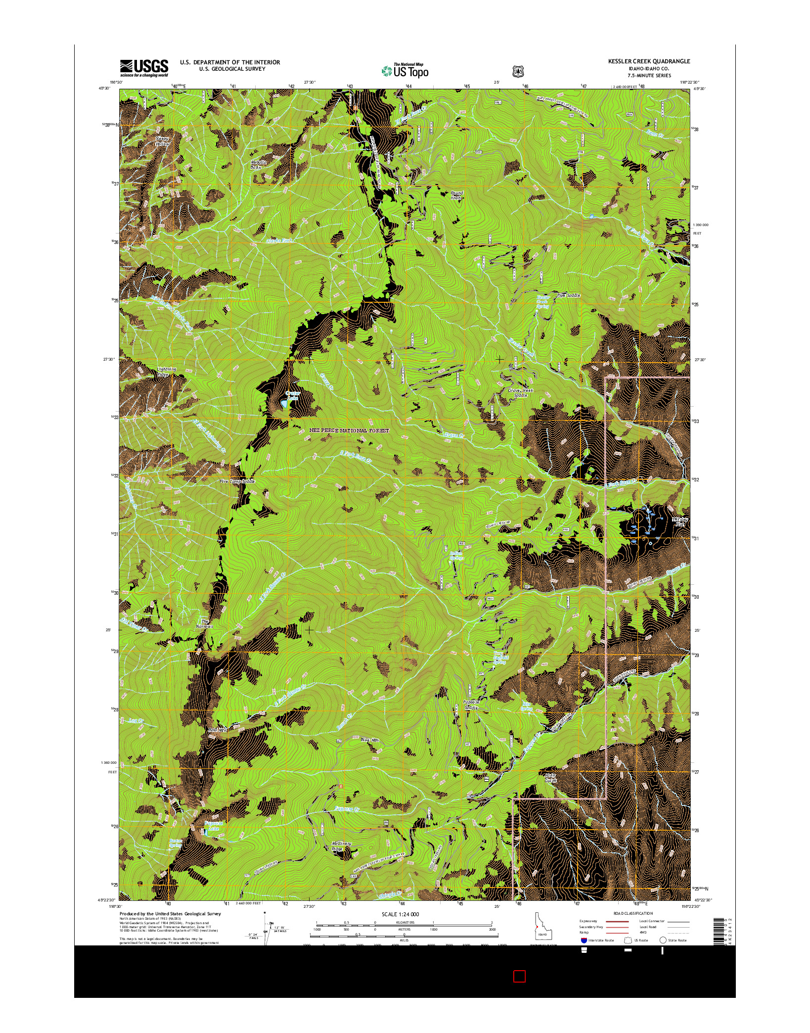 USGS US TOPO 7.5-MINUTE MAP FOR KESSLER CREEK, ID 2017