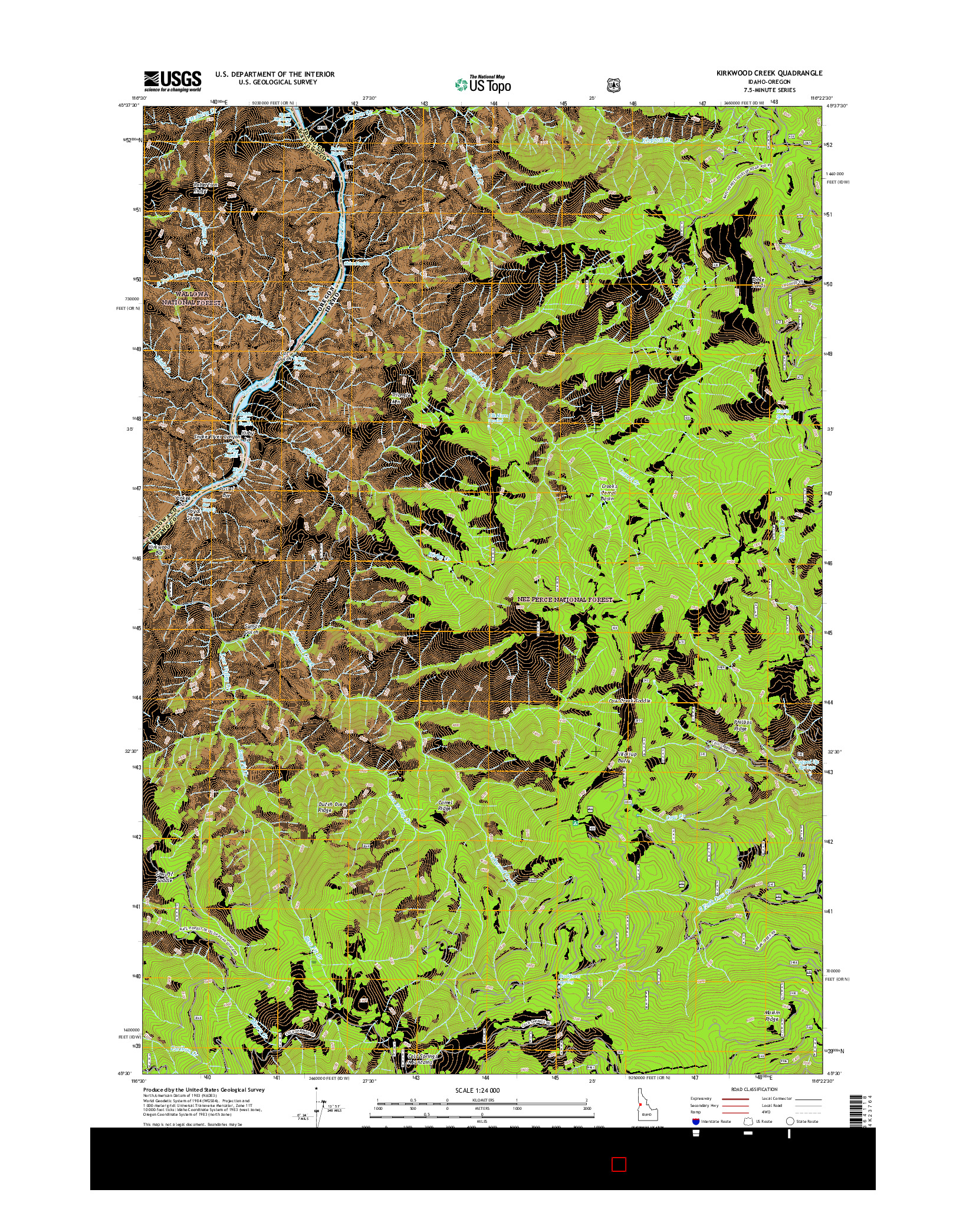 USGS US TOPO 7.5-MINUTE MAP FOR KIRKWOOD CREEK, ID-OR 2017