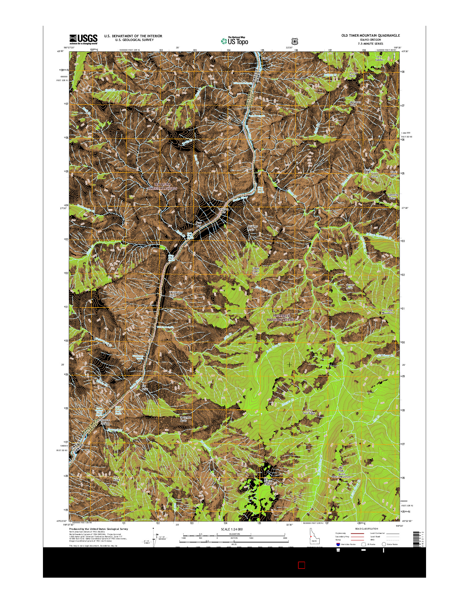 USGS US TOPO 7.5-MINUTE MAP FOR OLD TIMER MOUNTAIN, ID-OR 2017