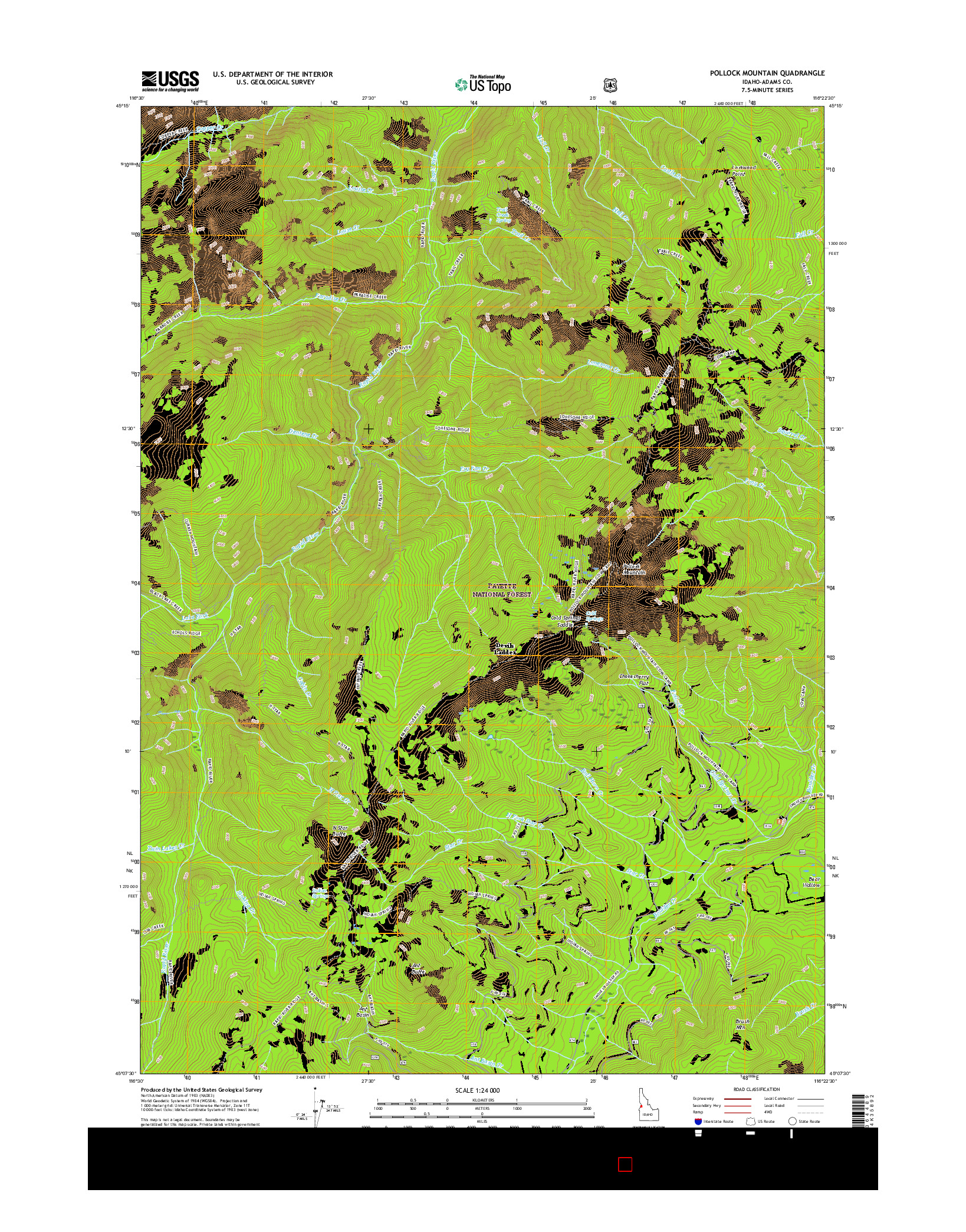 USGS US TOPO 7.5-MINUTE MAP FOR POLLOCK MOUNTAIN, ID 2017