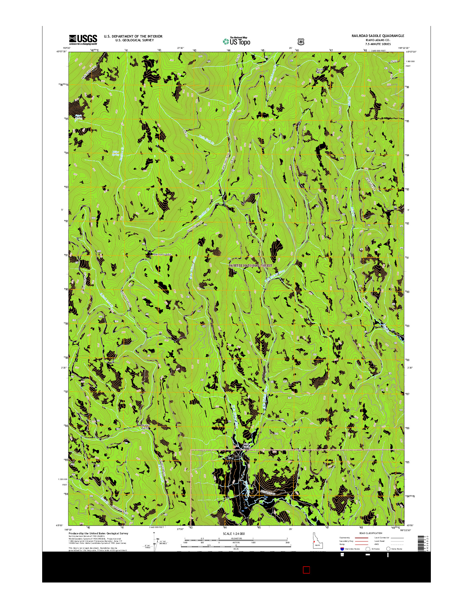 USGS US TOPO 7.5-MINUTE MAP FOR RAILROAD SADDLE, ID 2017