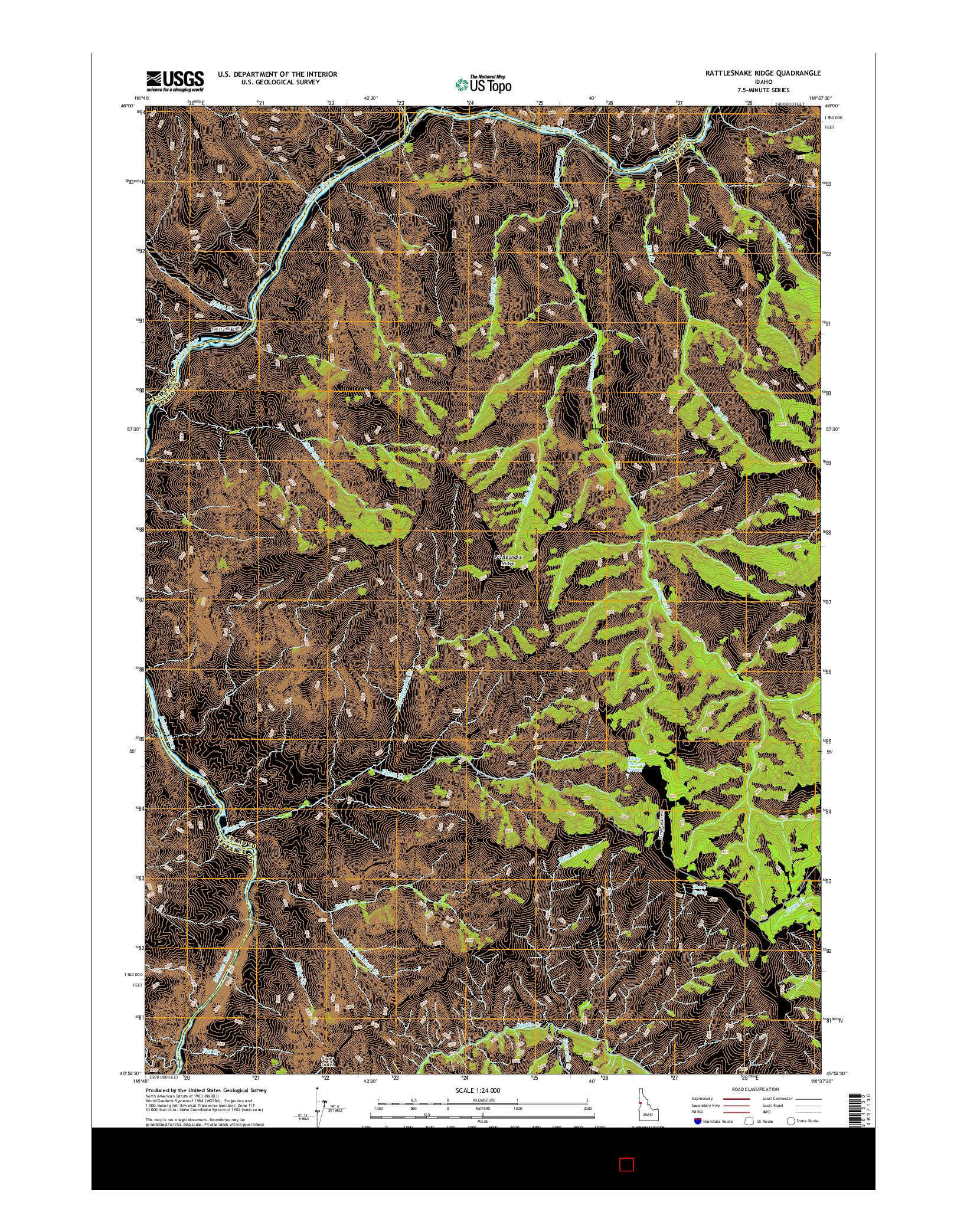 USGS US TOPO 7.5-MINUTE MAP FOR RATTLESNAKE RIDGE, ID 2017
