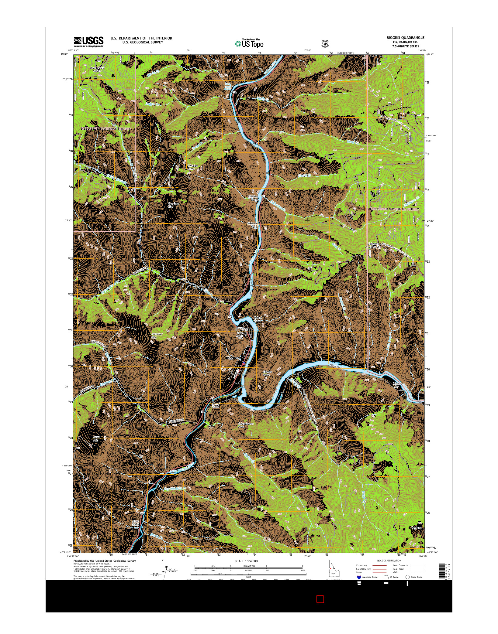 USGS US TOPO 7.5-MINUTE MAP FOR RIGGINS, ID 2017