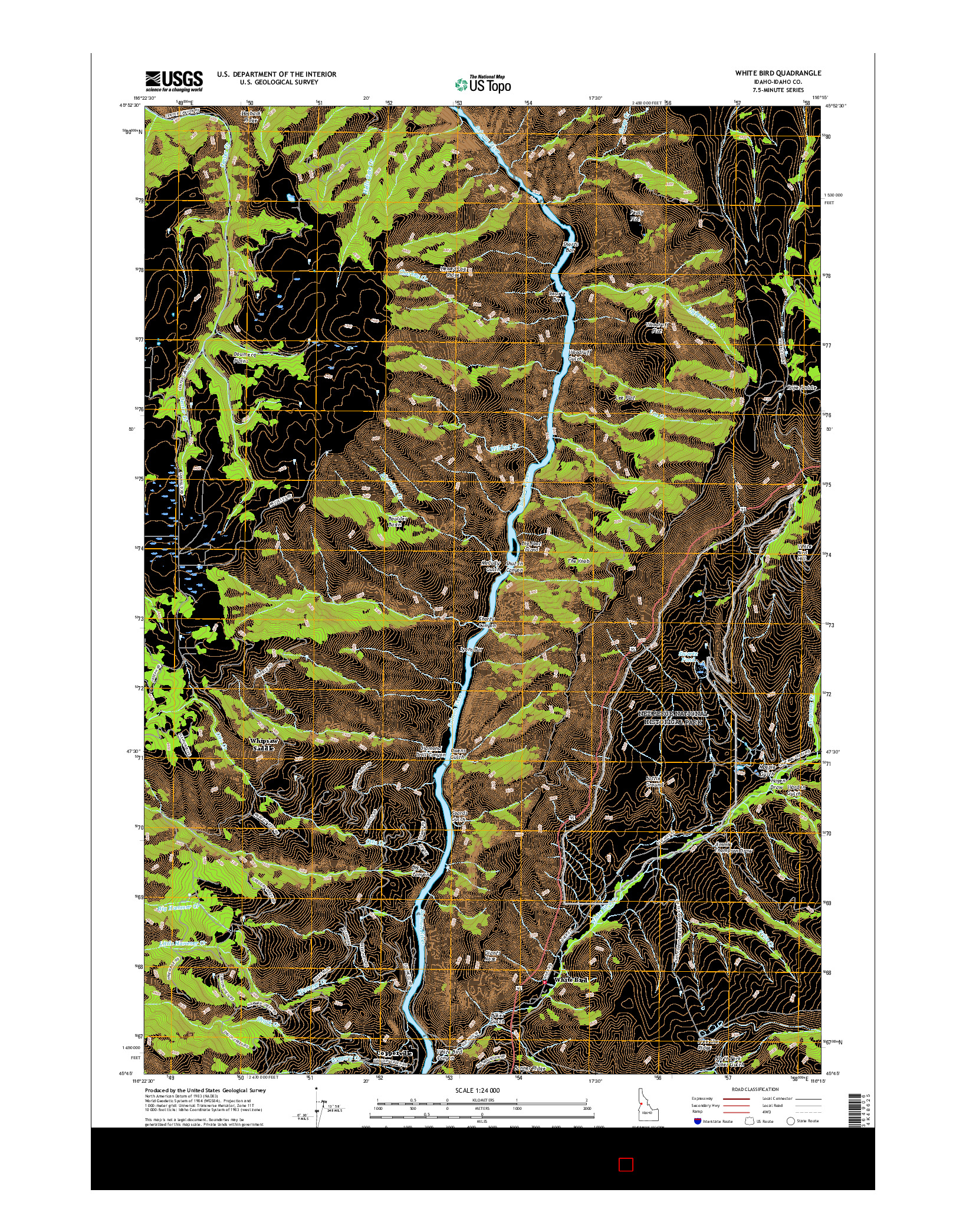 USGS US TOPO 7.5-MINUTE MAP FOR WHITE BIRD, ID 2017