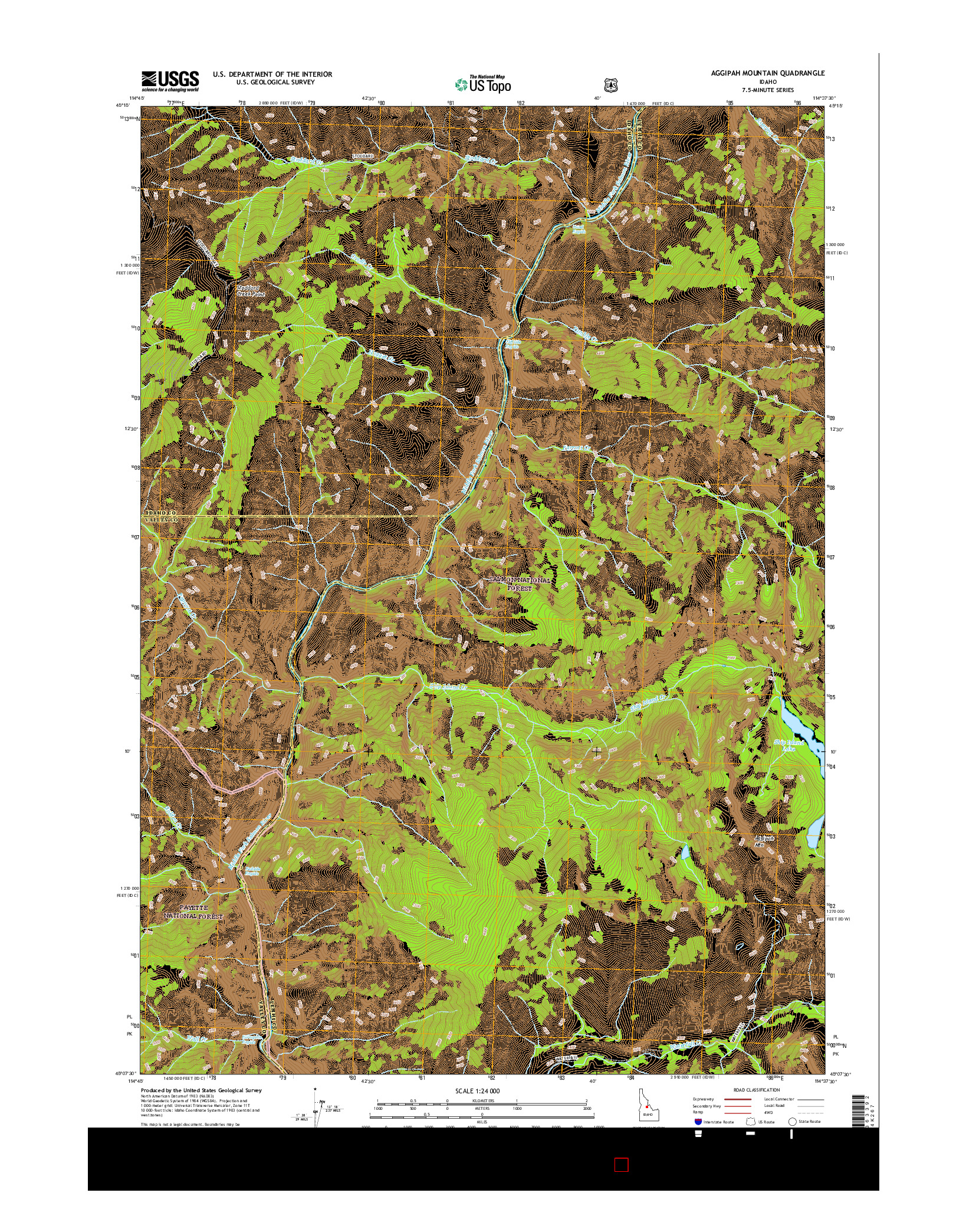 USGS US TOPO 7.5-MINUTE MAP FOR AGGIPAH MOUNTAIN, ID 2017