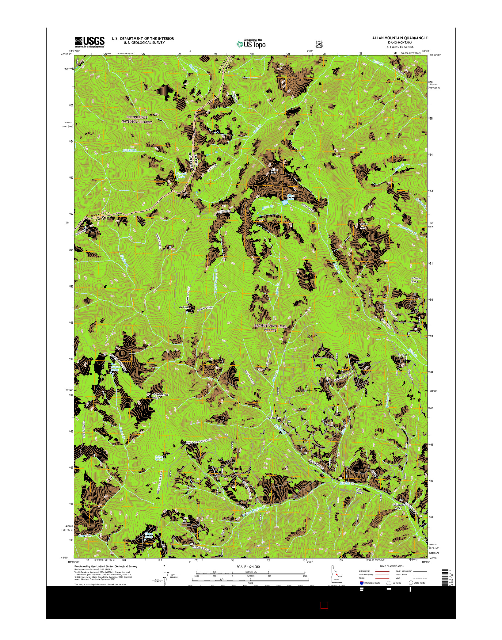 USGS US TOPO 7.5-MINUTE MAP FOR ALLAN MOUNTAIN, ID-MT 2017