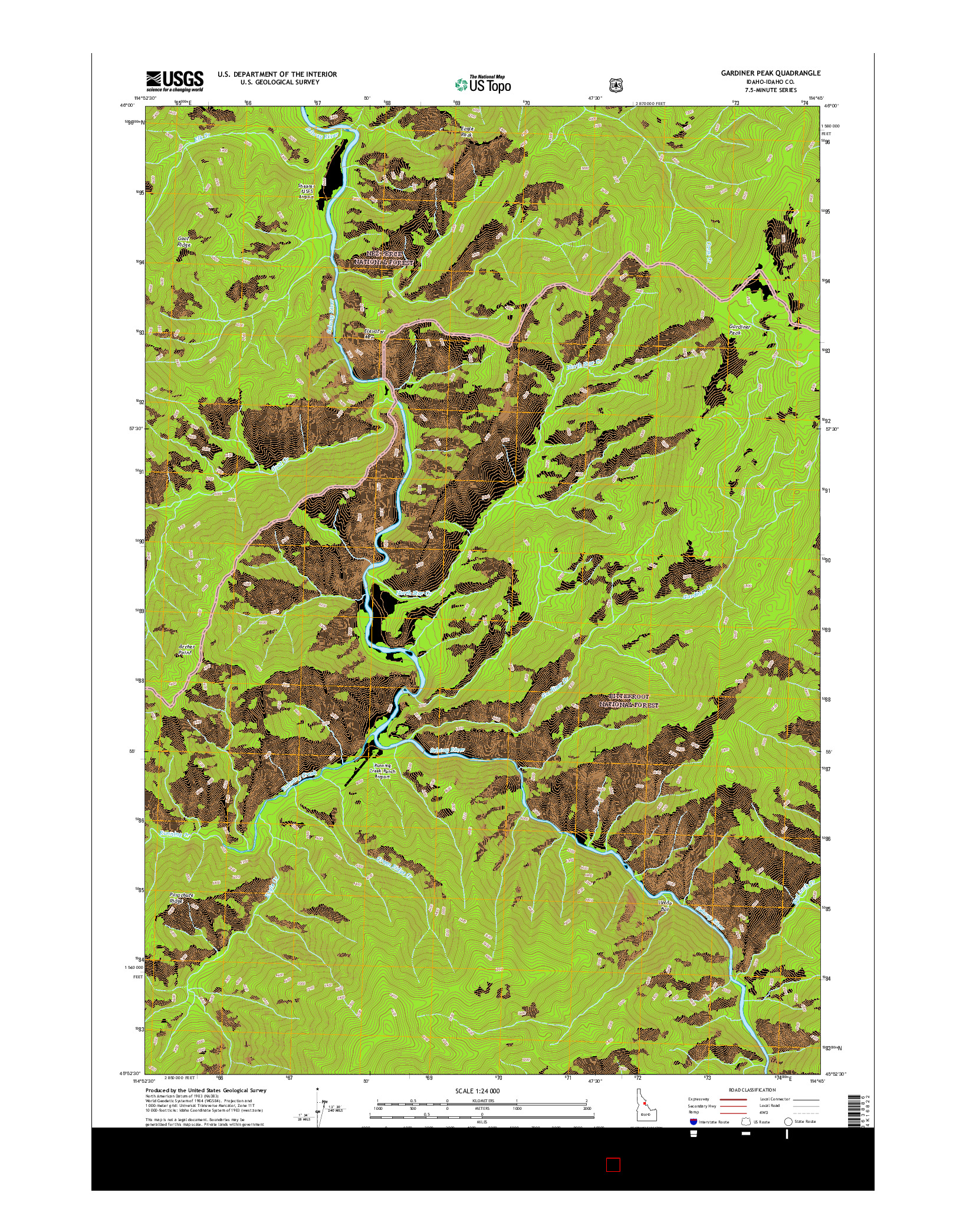 USGS US TOPO 7.5-MINUTE MAP FOR GARDINER PEAK, ID 2017