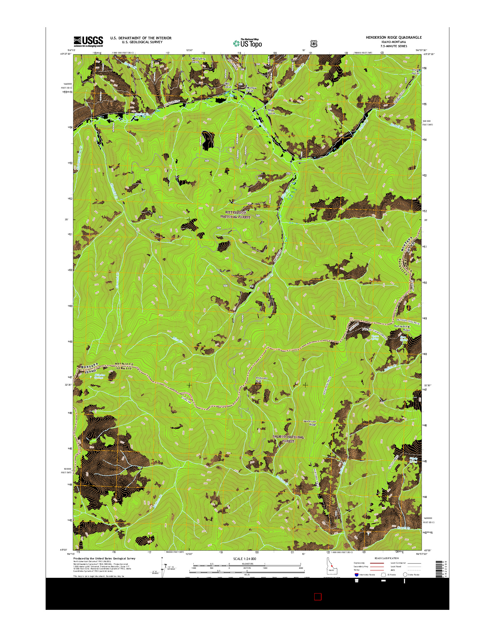 USGS US TOPO 7.5-MINUTE MAP FOR HENDERSON RIDGE, ID-MT 2017