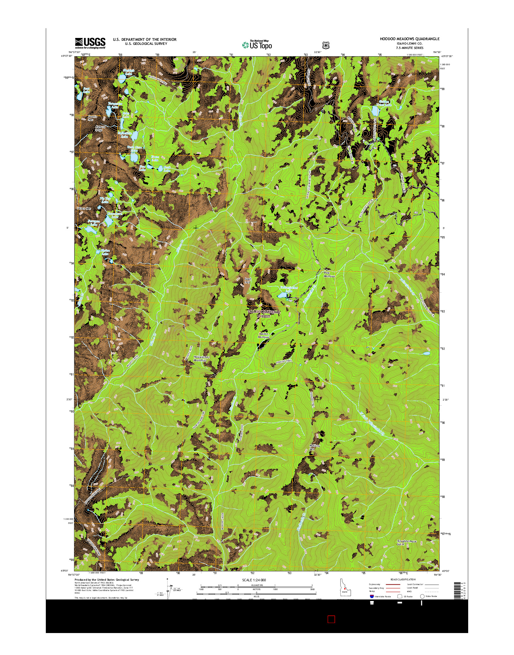USGS US TOPO 7.5-MINUTE MAP FOR HOODOO MEADOWS, ID 2017