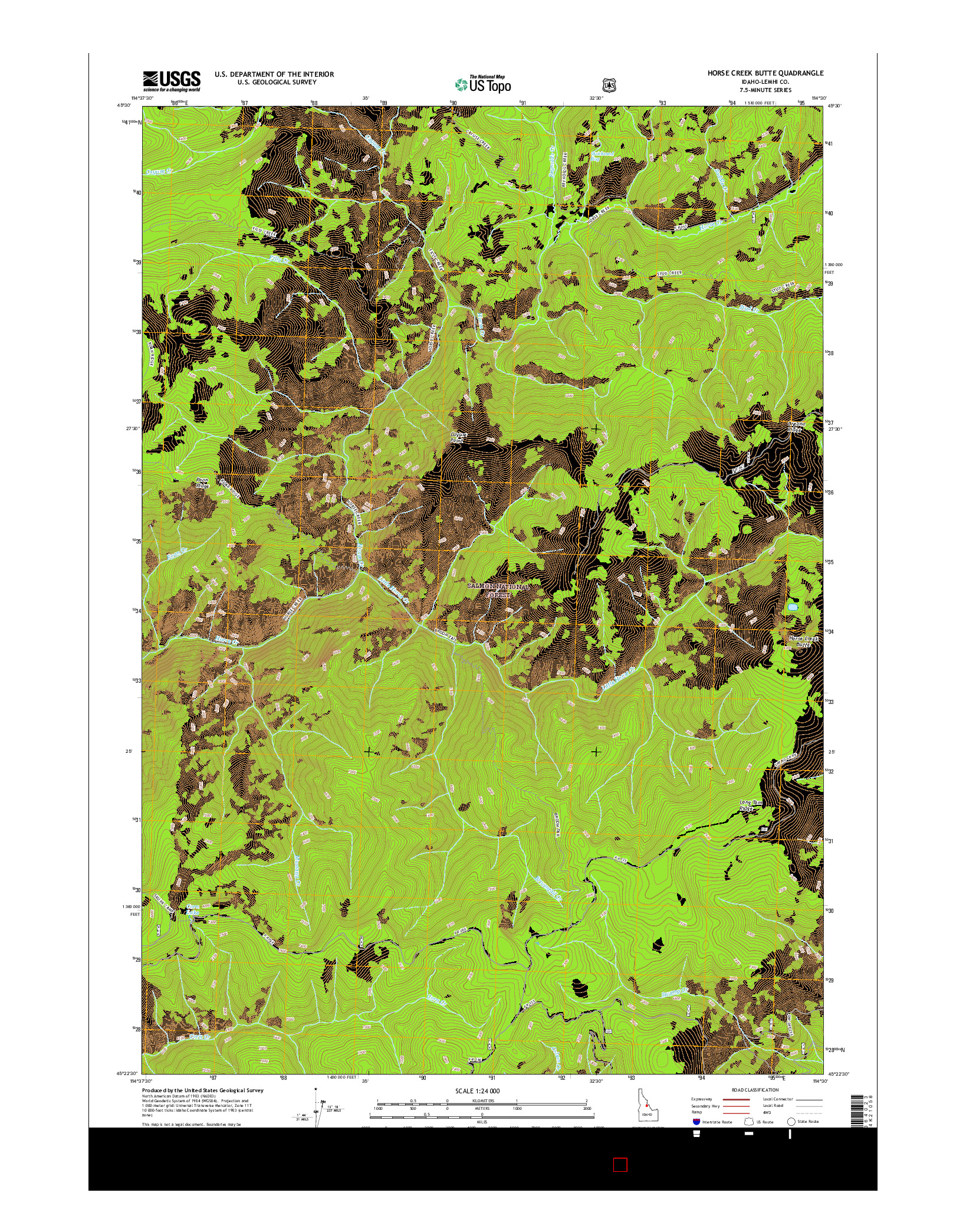 USGS US TOPO 7.5-MINUTE MAP FOR HORSE CREEK BUTTE, ID 2017