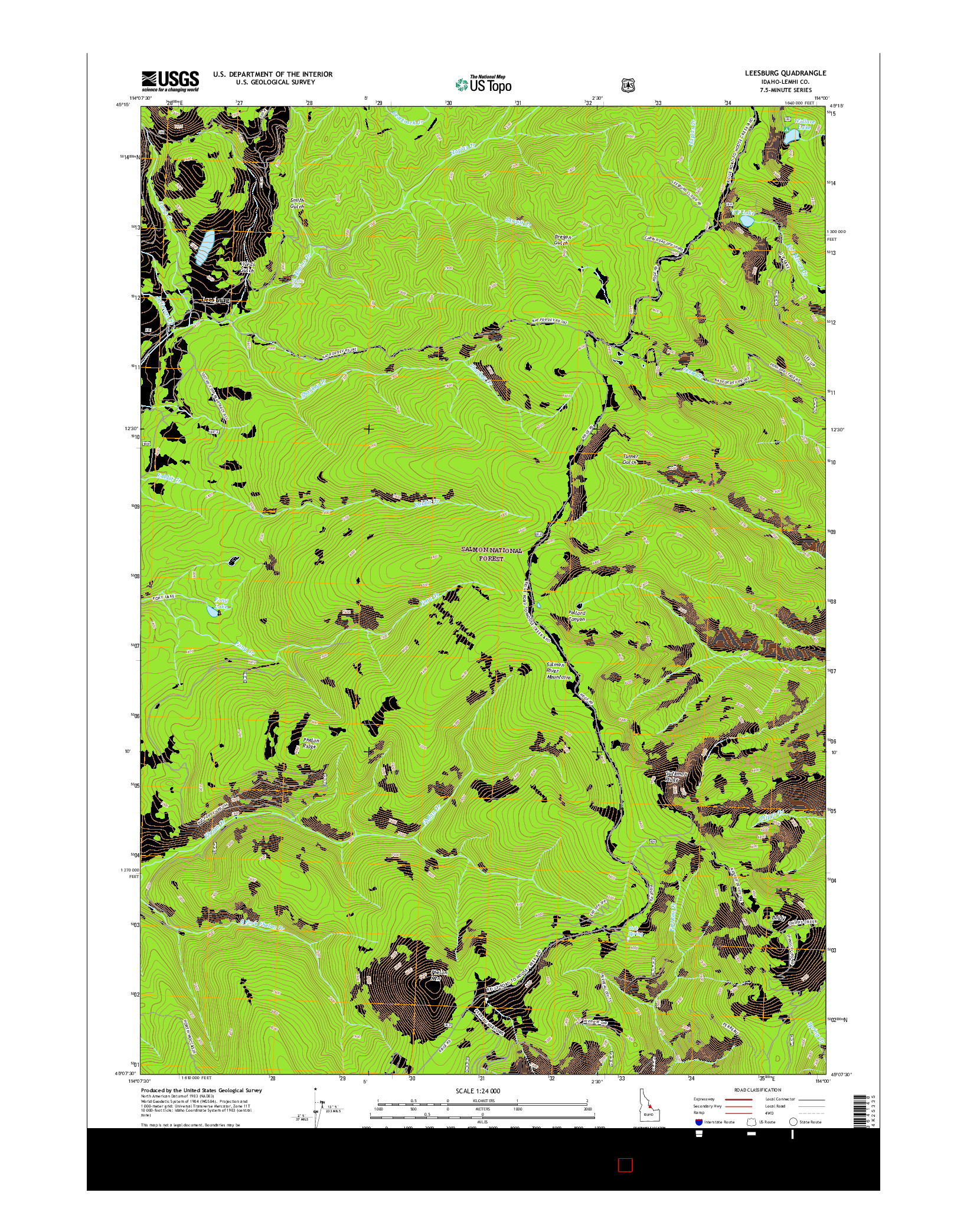 USGS US TOPO 7.5-MINUTE MAP FOR LEESBURG, ID 2017