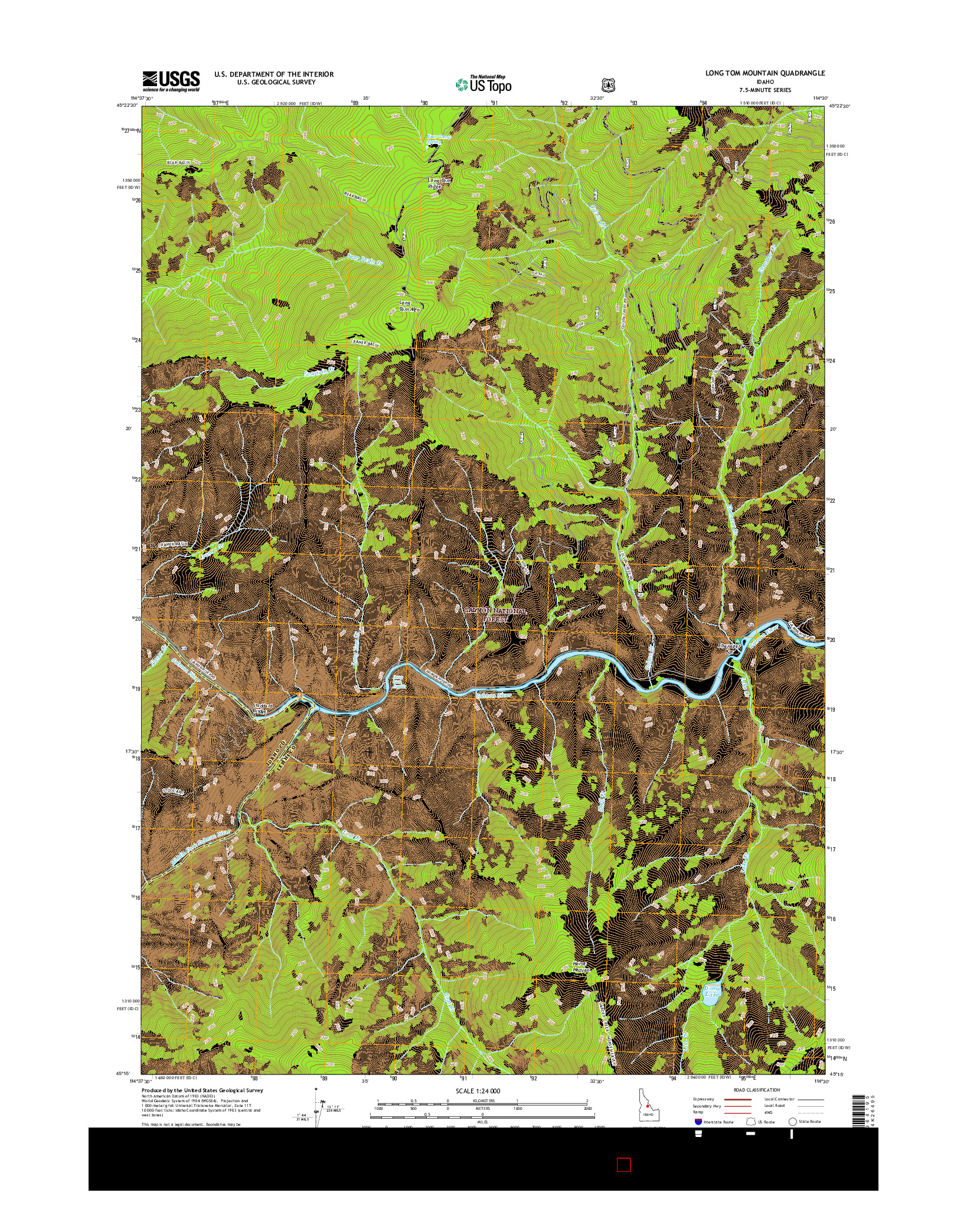 USGS US TOPO 7.5-MINUTE MAP FOR LONG TOM MOUNTAIN, ID 2017