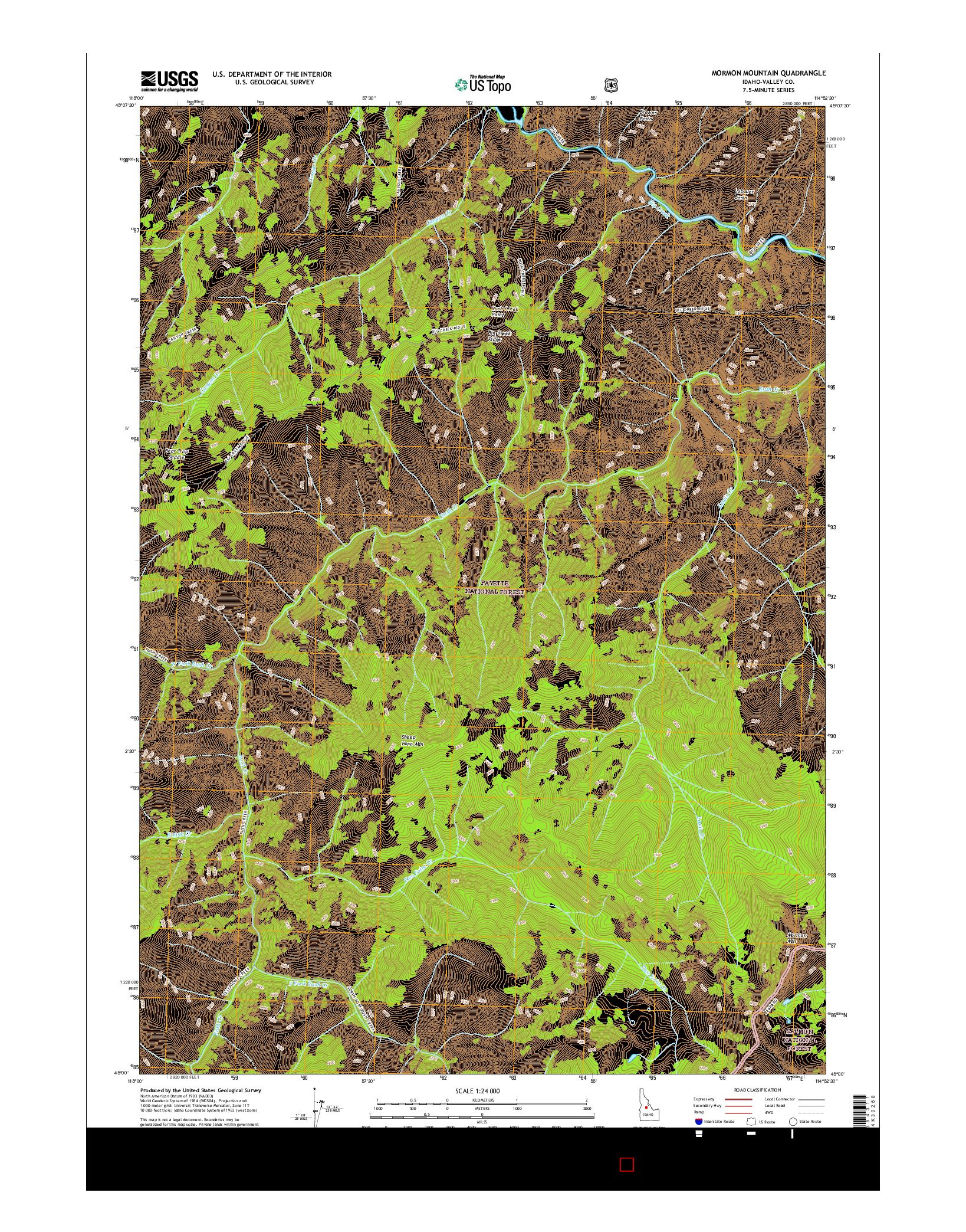 USGS US TOPO 7.5-MINUTE MAP FOR MORMON MOUNTAIN, ID 2017