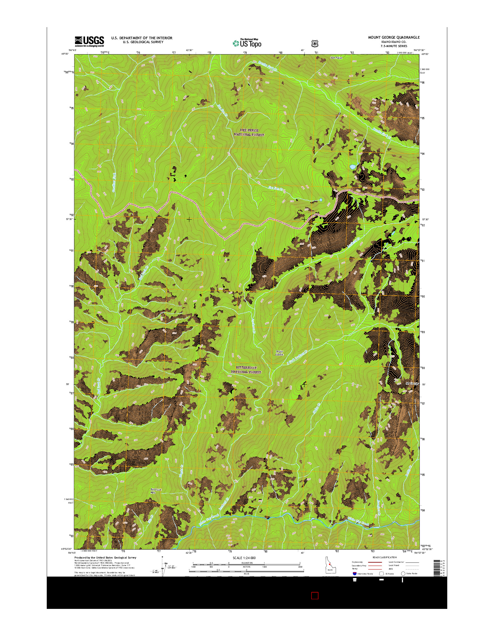 USGS US TOPO 7.5-MINUTE MAP FOR MOUNT GEORGE, ID 2017