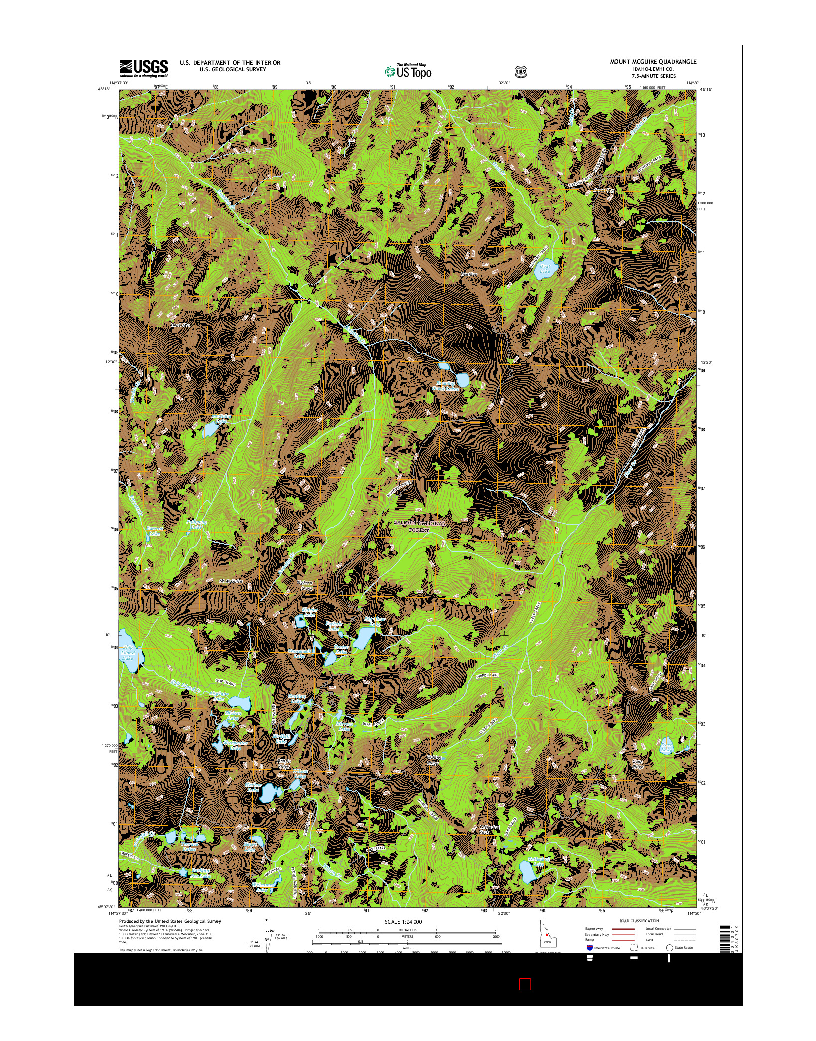 USGS US TOPO 7.5-MINUTE MAP FOR MOUNT MCGUIRE, ID 2017
