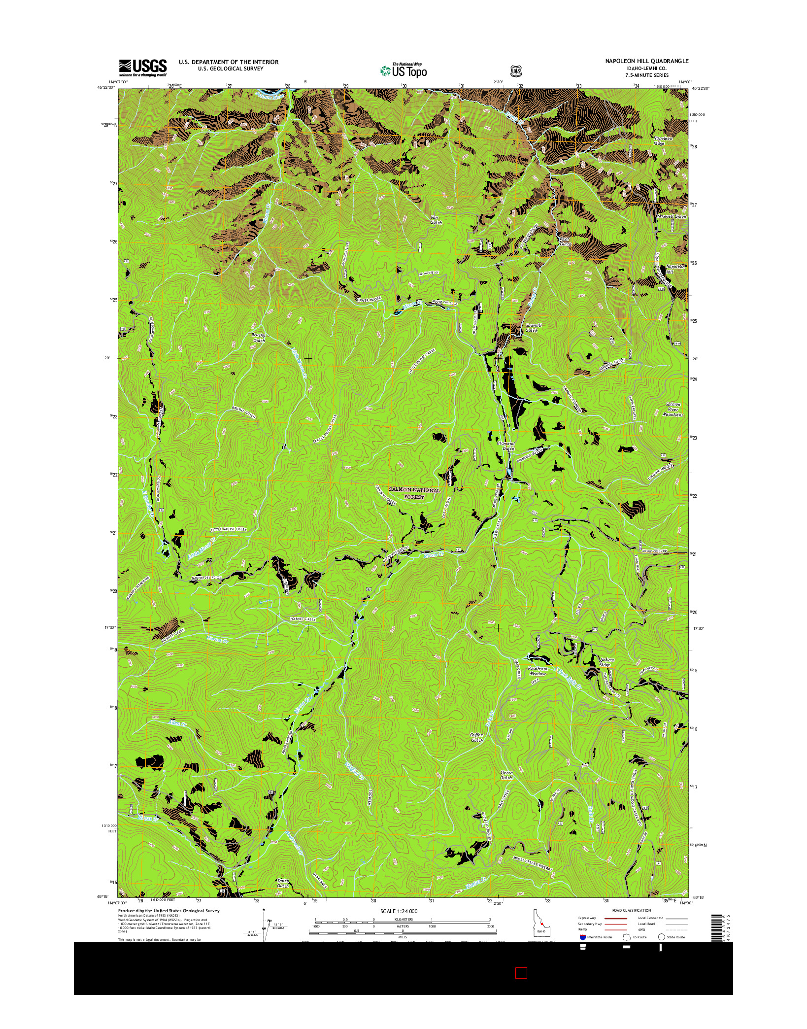 USGS US TOPO 7.5-MINUTE MAP FOR NAPOLEON HILL, ID 2017