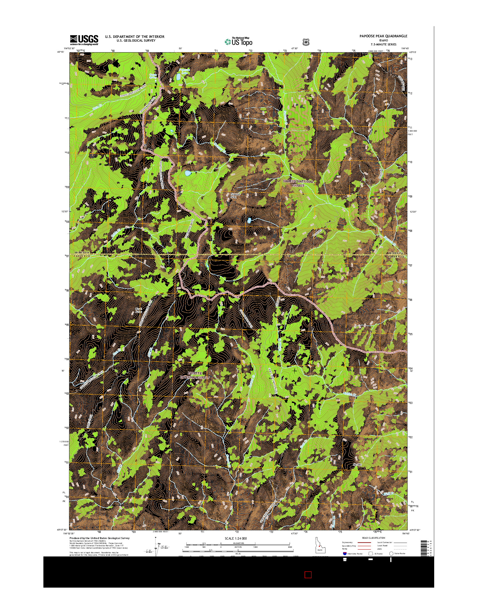 USGS US TOPO 7.5-MINUTE MAP FOR PAPOOSE PEAK, ID 2017