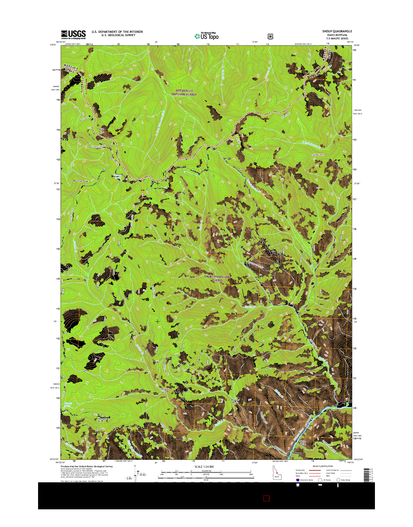 USGS US TOPO 7.5-MINUTE MAP FOR SHOUP, ID-MT 2017