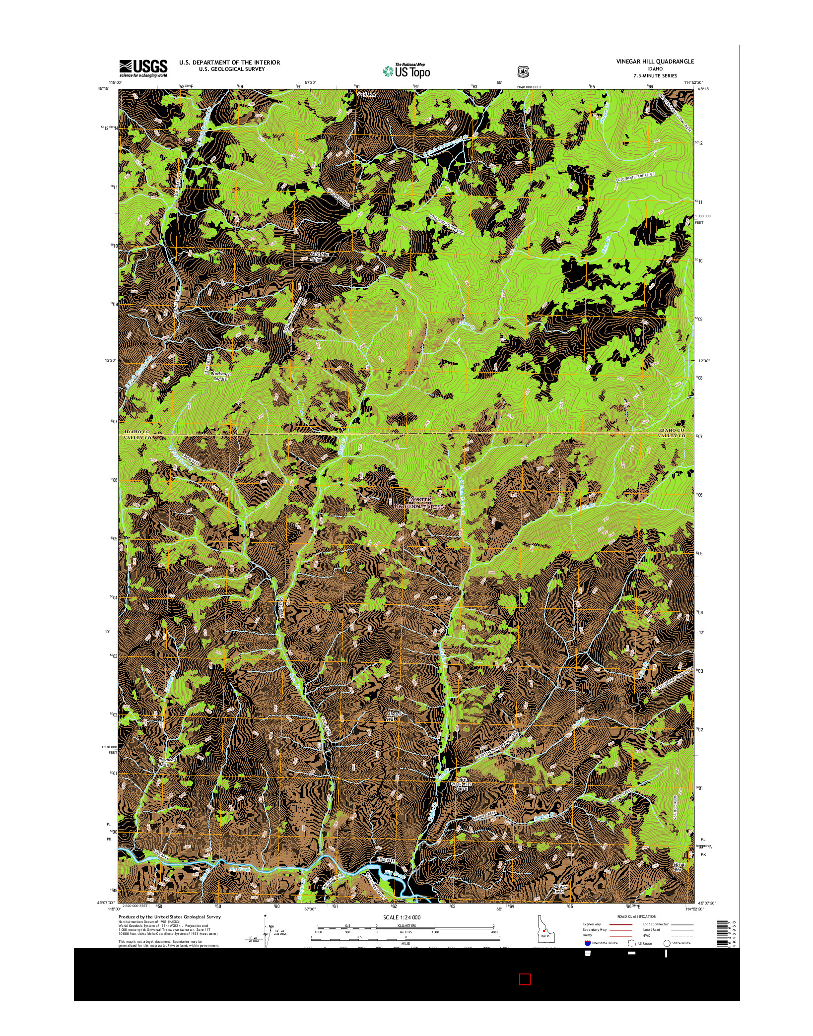 USGS US TOPO 7.5-MINUTE MAP FOR VINEGAR HILL, ID 2017