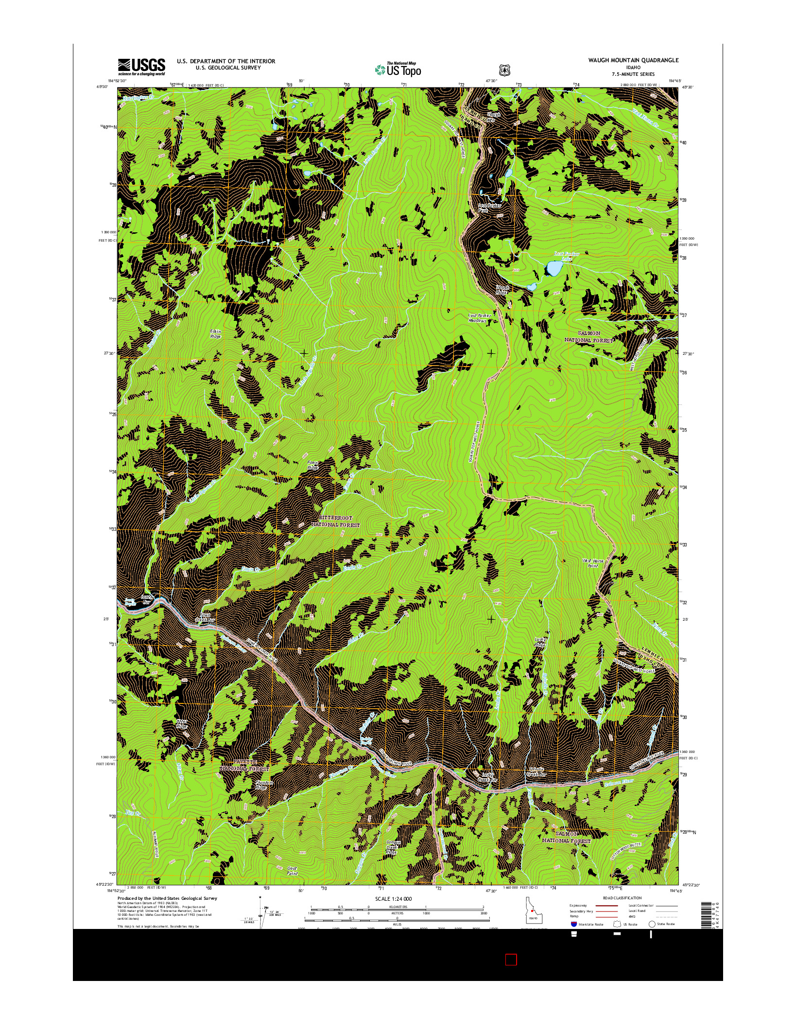 USGS US TOPO 7.5-MINUTE MAP FOR WAUGH MOUNTAIN, ID 2017