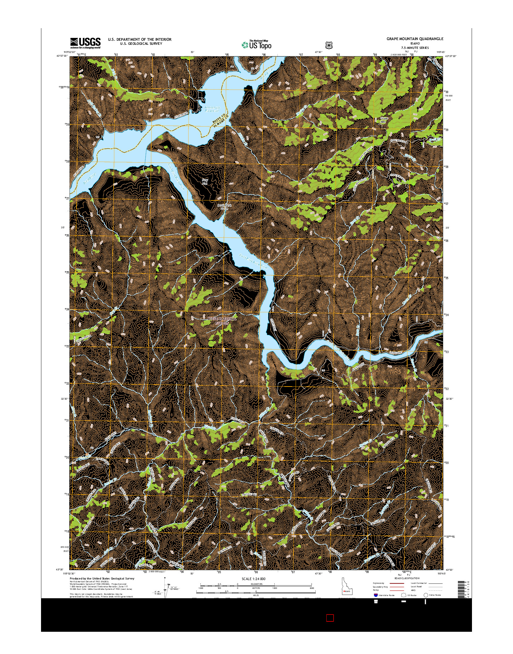 USGS US TOPO 7.5-MINUTE MAP FOR GRAPE MOUNTAIN, ID 2017