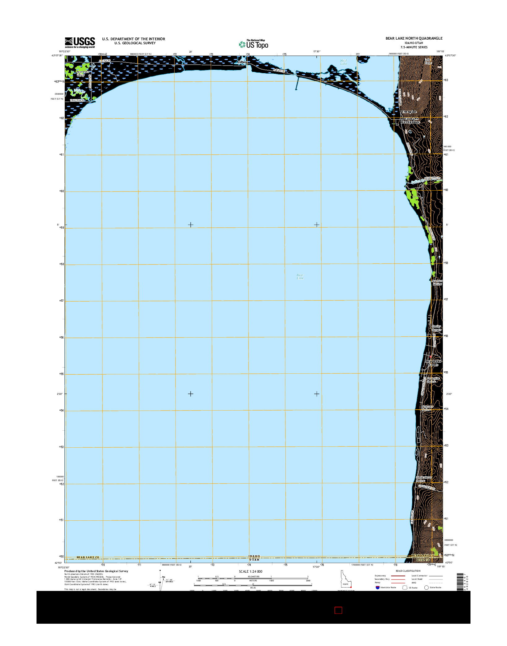 USGS US TOPO 7.5-MINUTE MAP FOR BEAR LAKE NORTH, ID-UT 2017