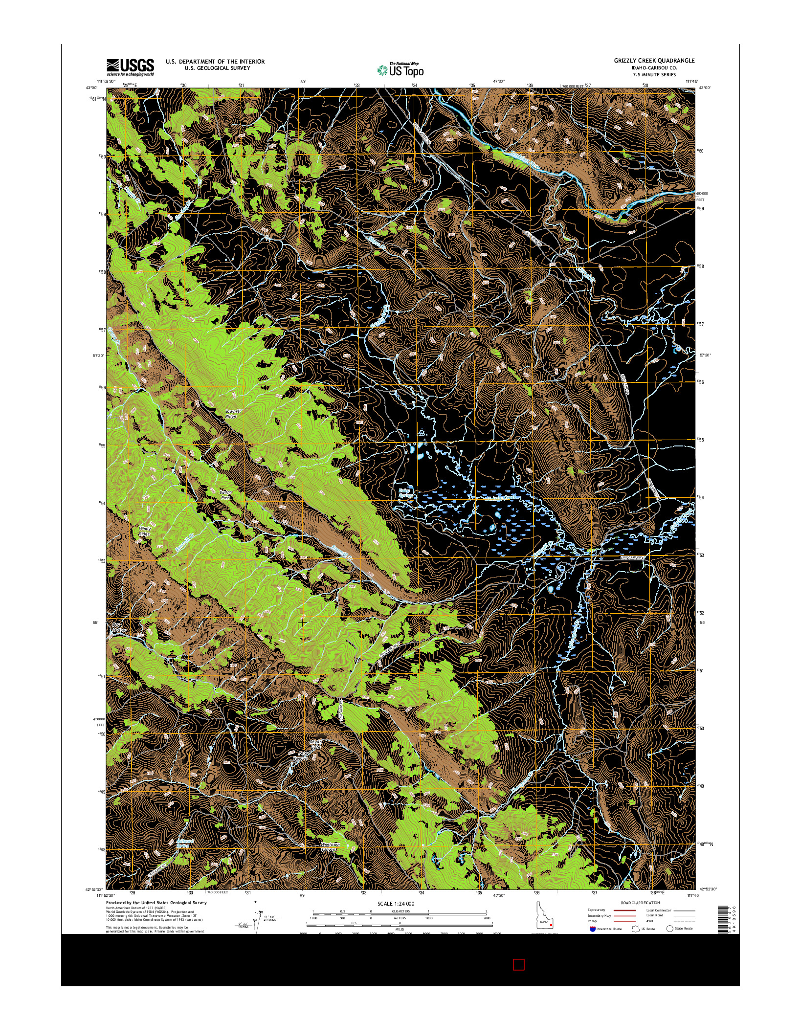USGS US TOPO 7.5-MINUTE MAP FOR GRIZZLY CREEK, ID 2017