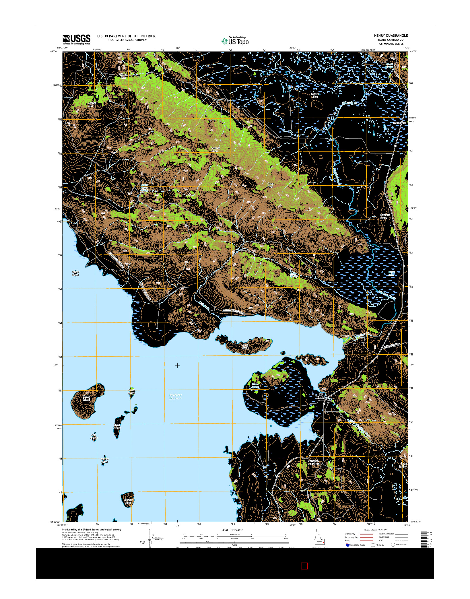 USGS US TOPO 7.5-MINUTE MAP FOR HENRY, ID 2017