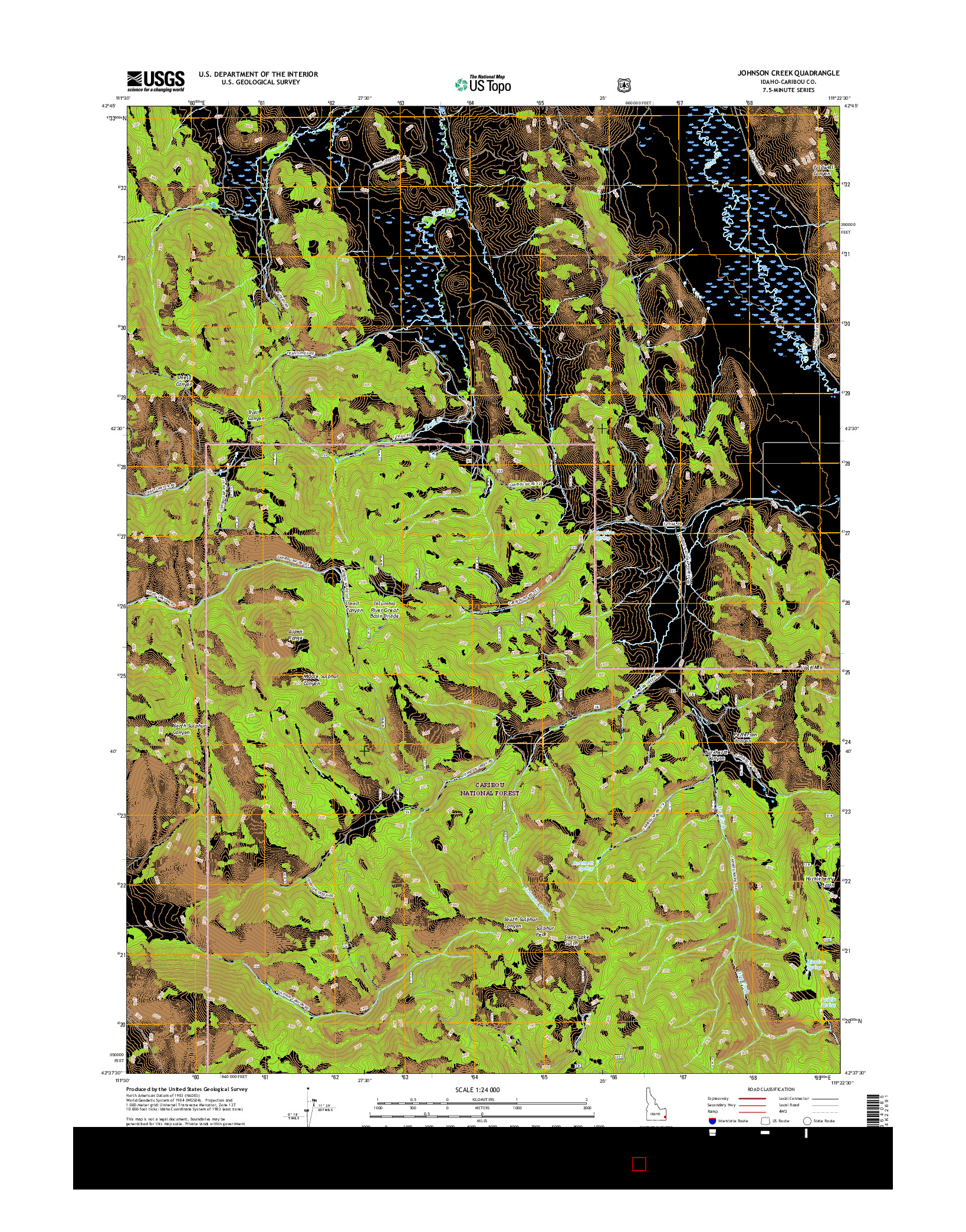 USGS US TOPO 7.5-MINUTE MAP FOR JOHNSON CREEK, ID 2017