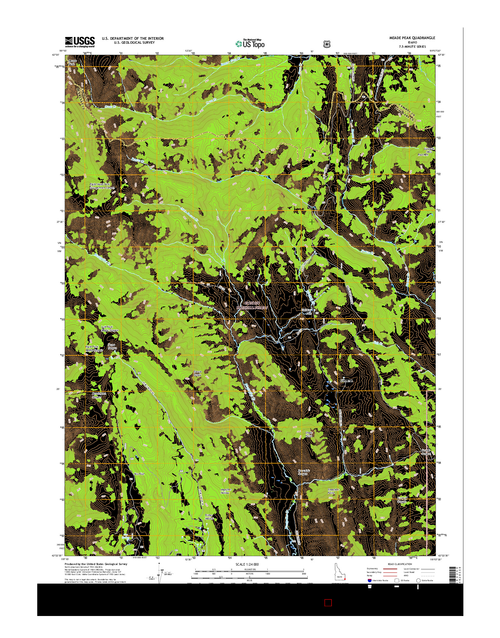 USGS US TOPO 7.5-MINUTE MAP FOR MEADE PEAK, ID 2017