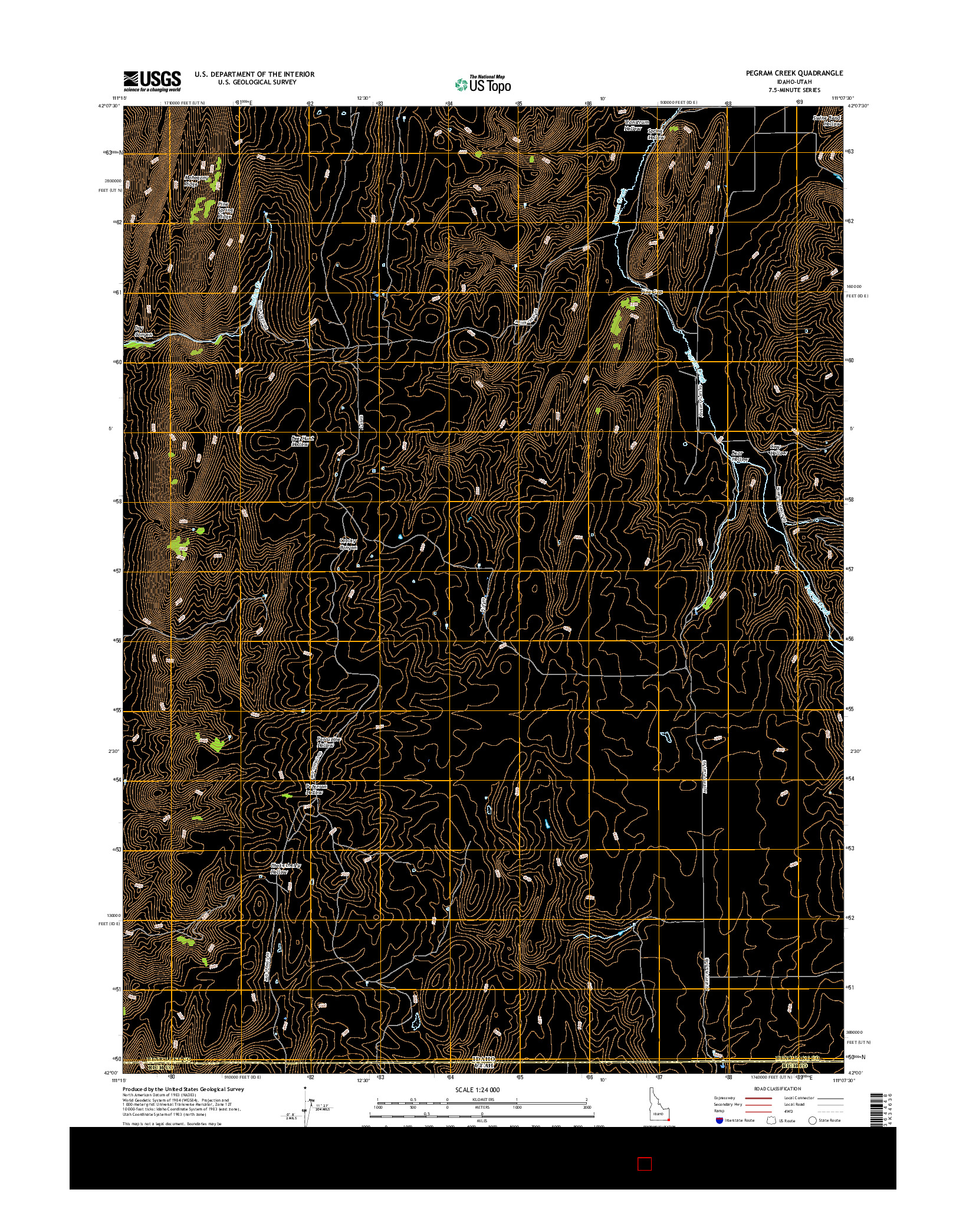 USGS US TOPO 7.5-MINUTE MAP FOR PEGRAM CREEK, ID-UT 2017