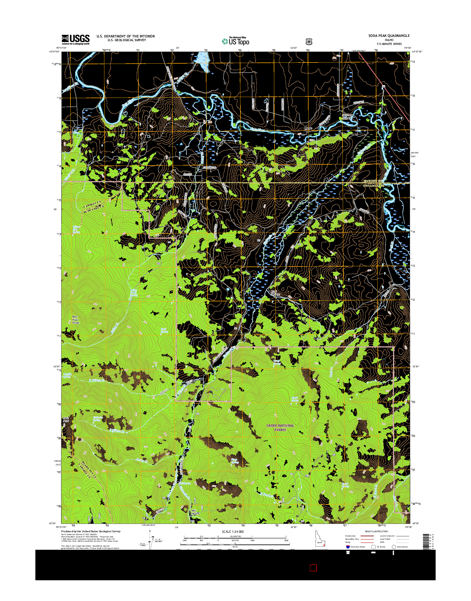 USGS US TOPO 7.5-MINUTE MAP FOR SODA PEAK, ID 2017