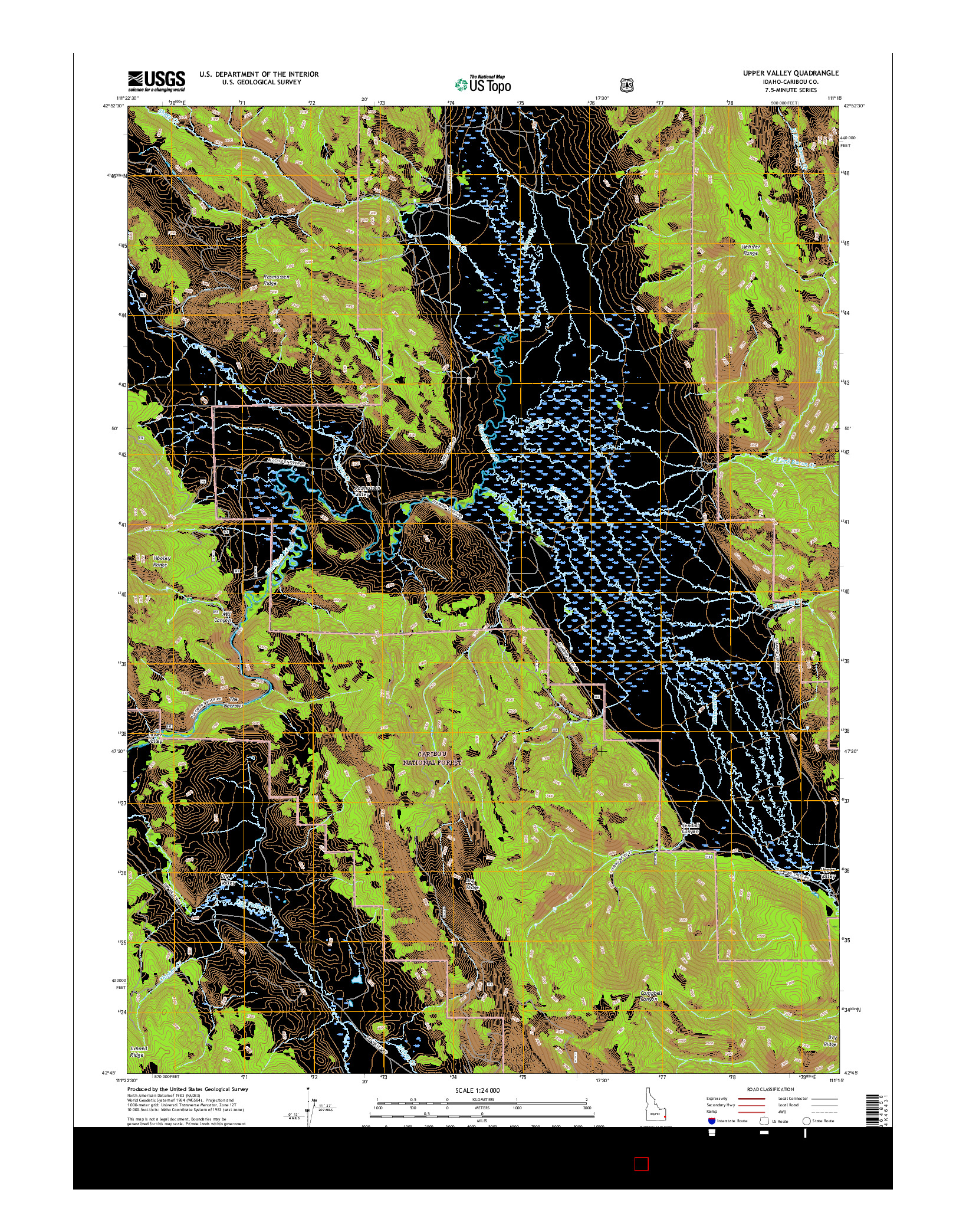 USGS US TOPO 7.5-MINUTE MAP FOR UPPER VALLEY, ID 2017