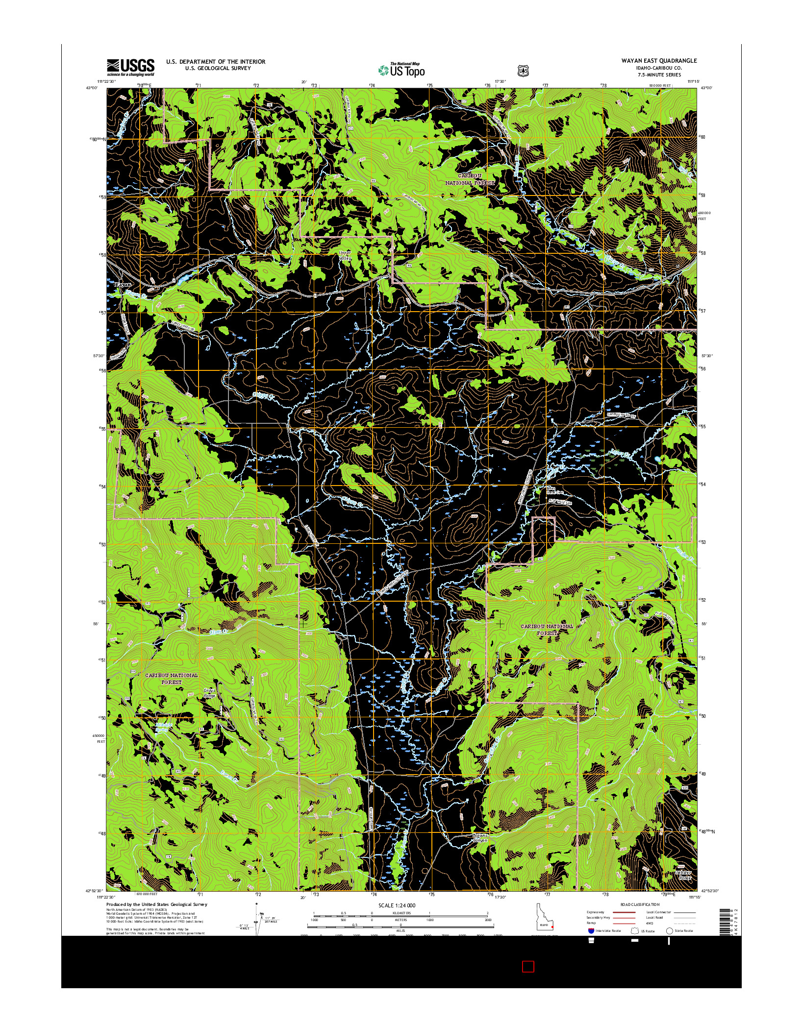 USGS US TOPO 7.5-MINUTE MAP FOR WAYAN EAST, ID 2017